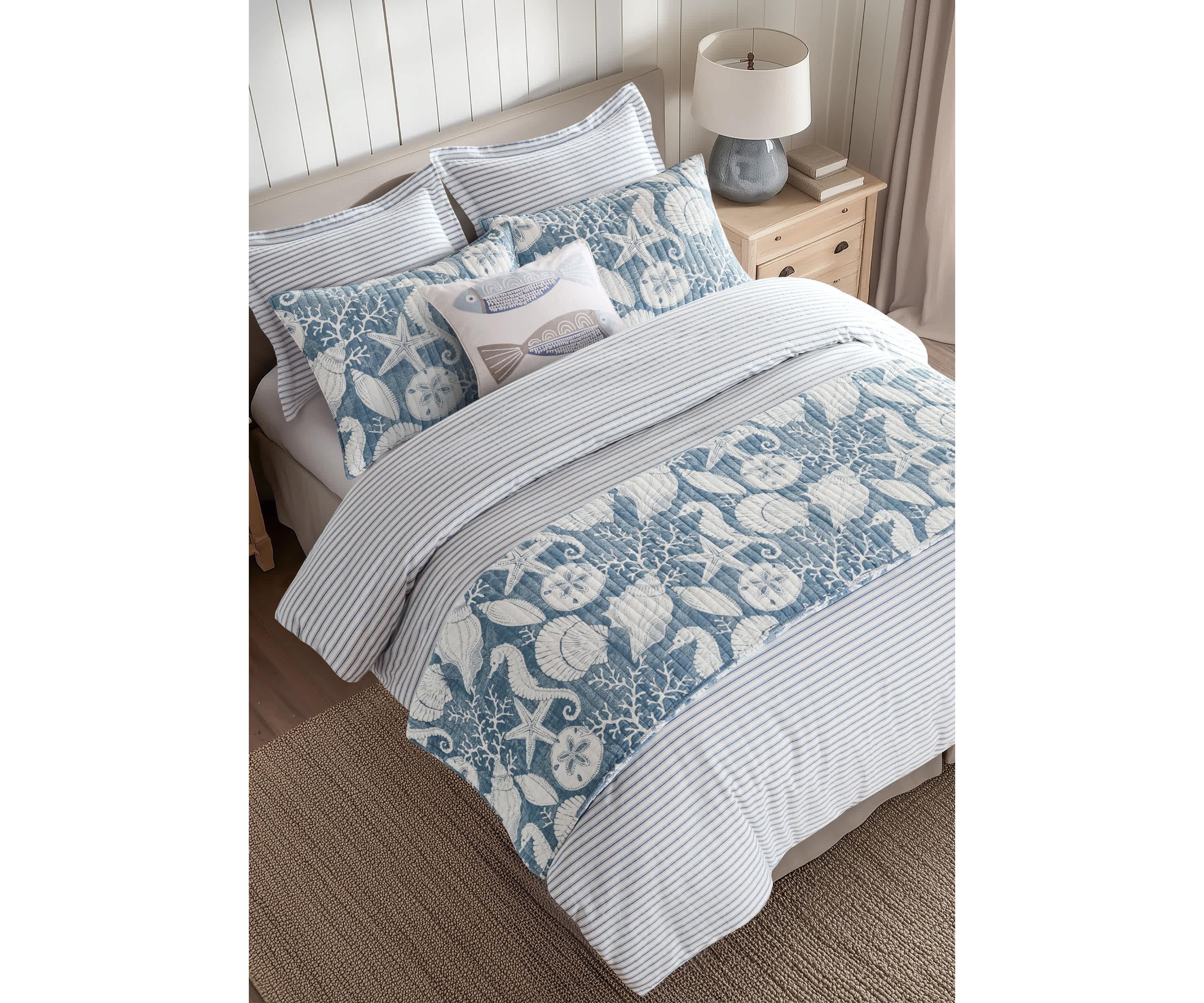 Tobago Stripe Blue Comforter Set