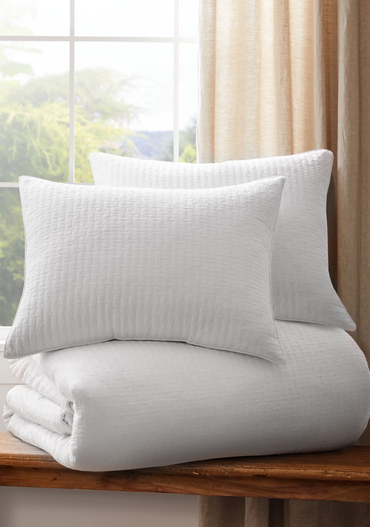 Cross Stitch Bright White Comforter Set