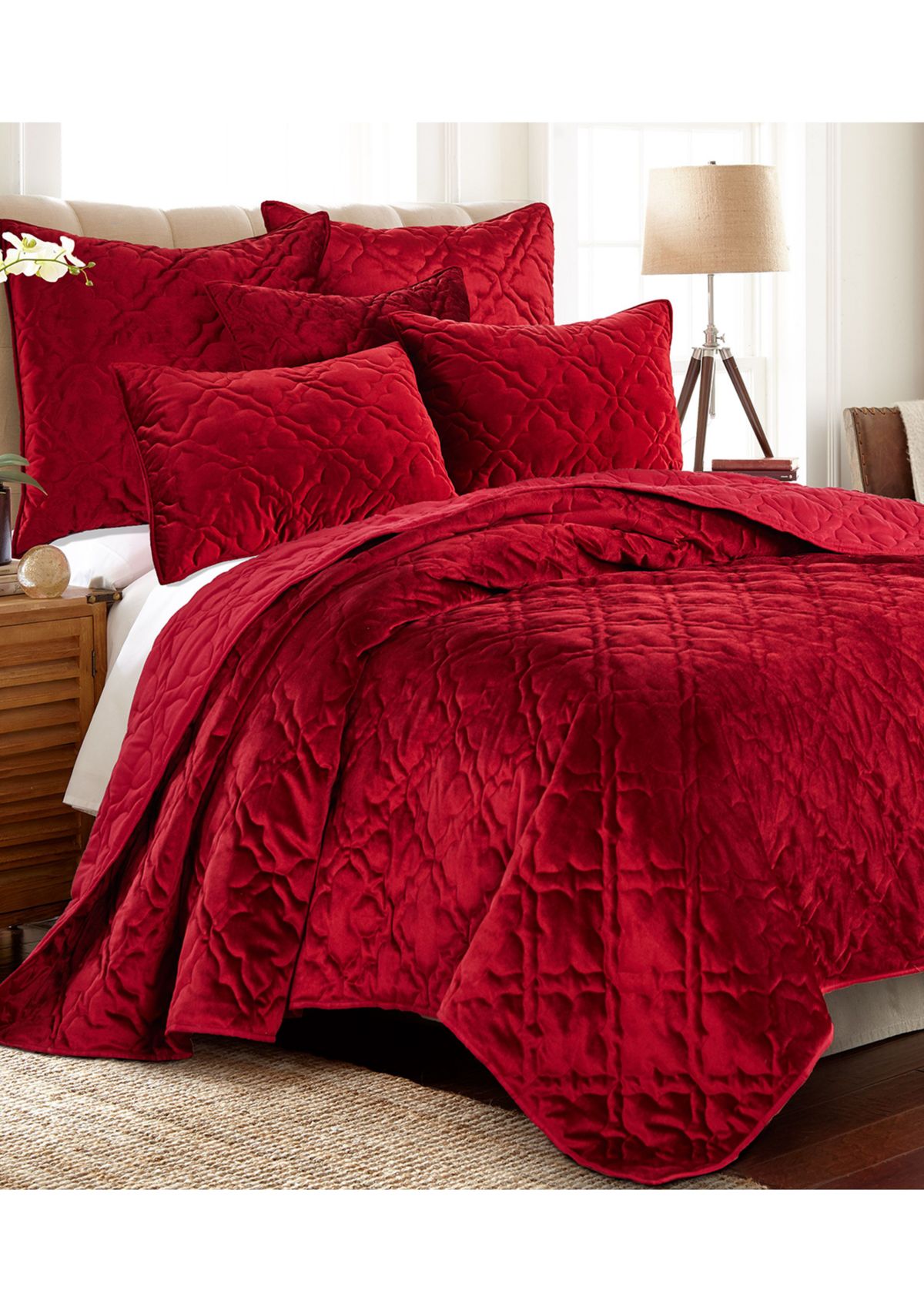 BH Caserta Velvet Red Filled Euro Sham