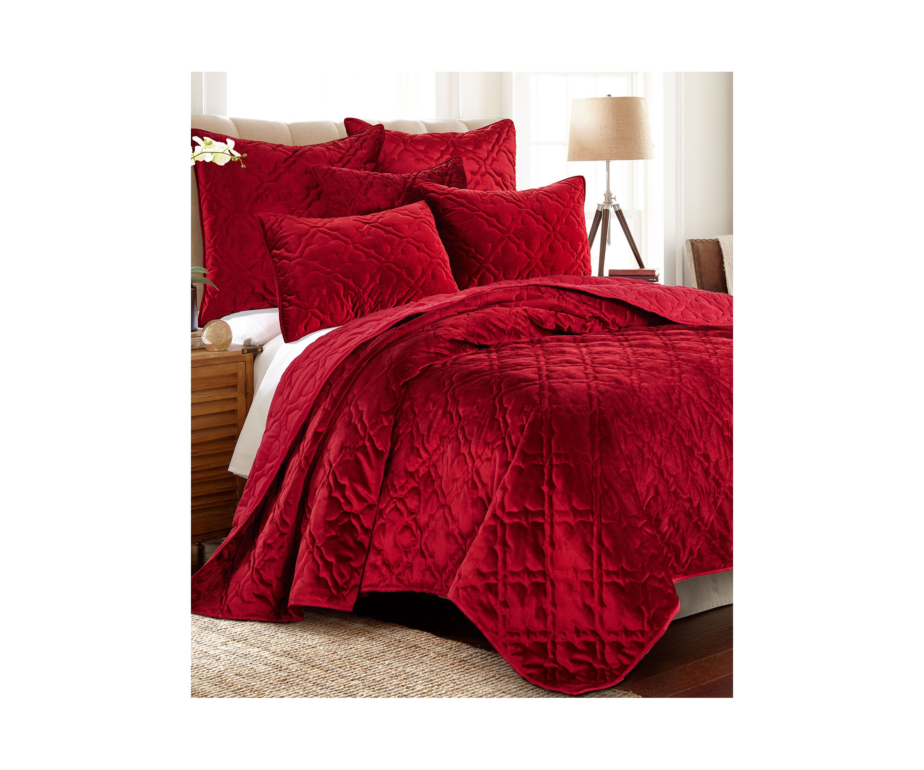 BH Caserta Velvet Red Filled Euro Sham
