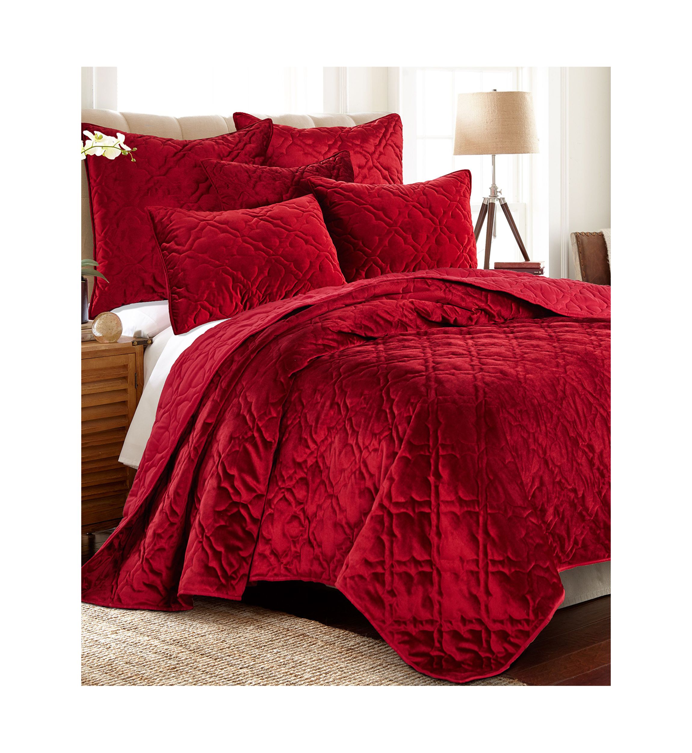 BH Caserta Velvet Red Standard Sham