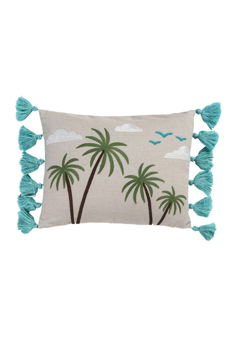 Beach Days Palm Tassel Pillow