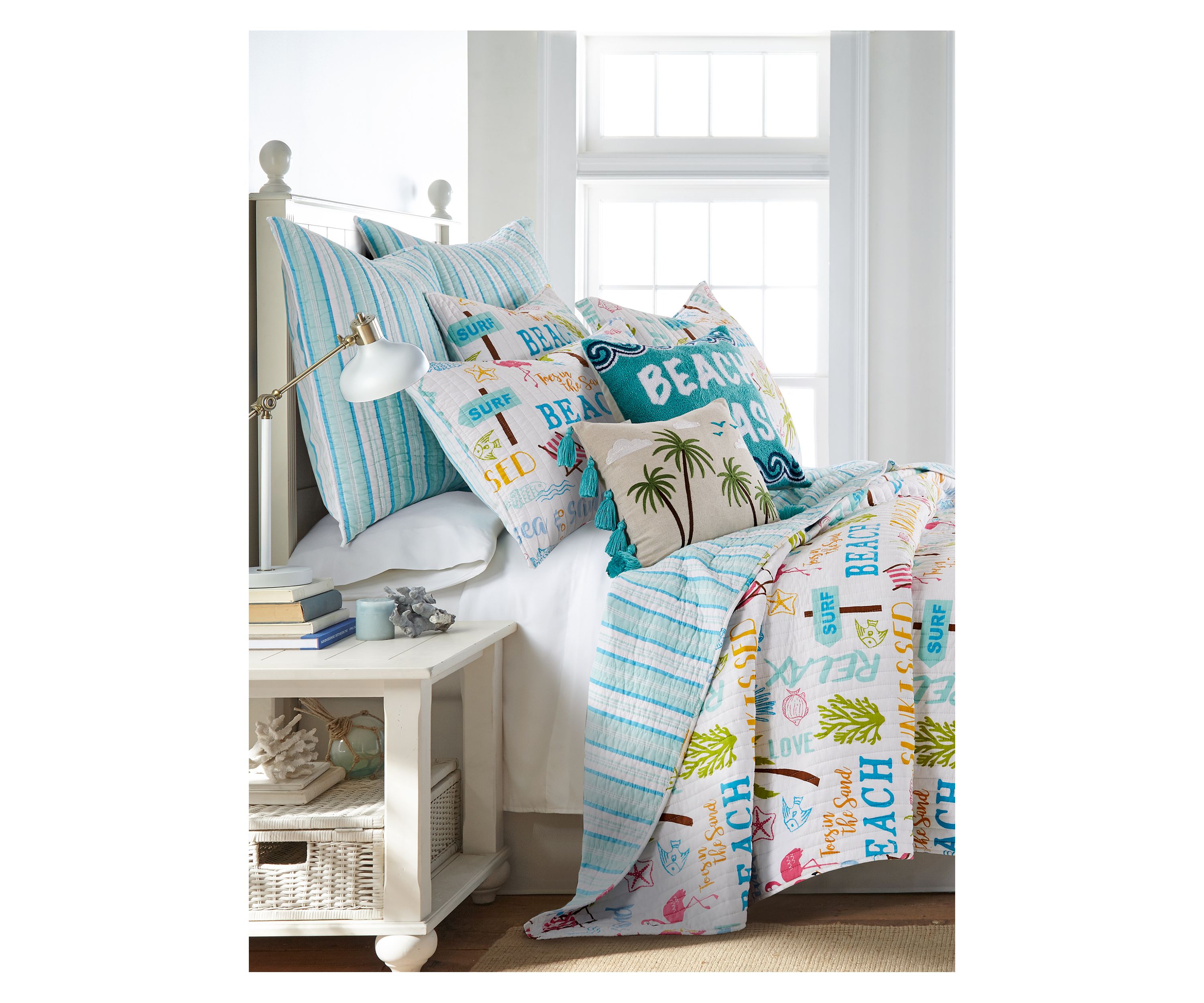 Beach Days Palm Tassel Pillow