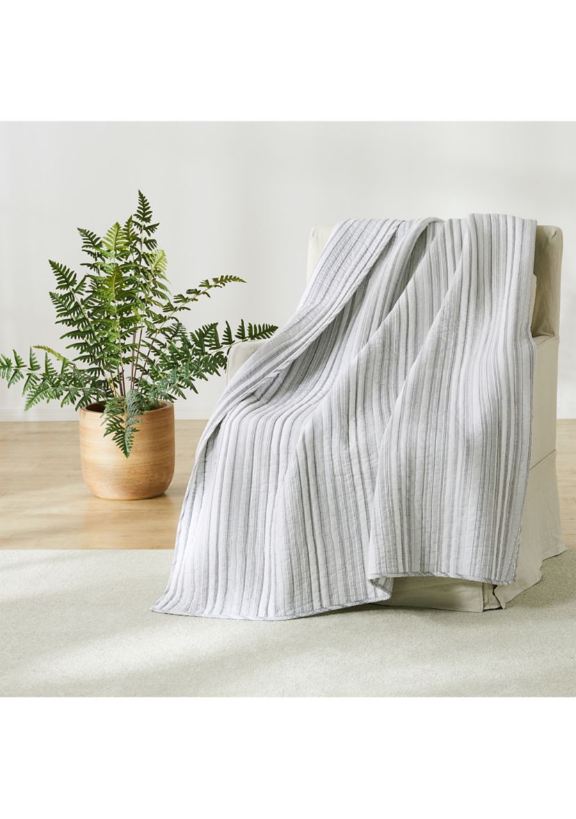 Bondi Stripe Gray Quilted Throw