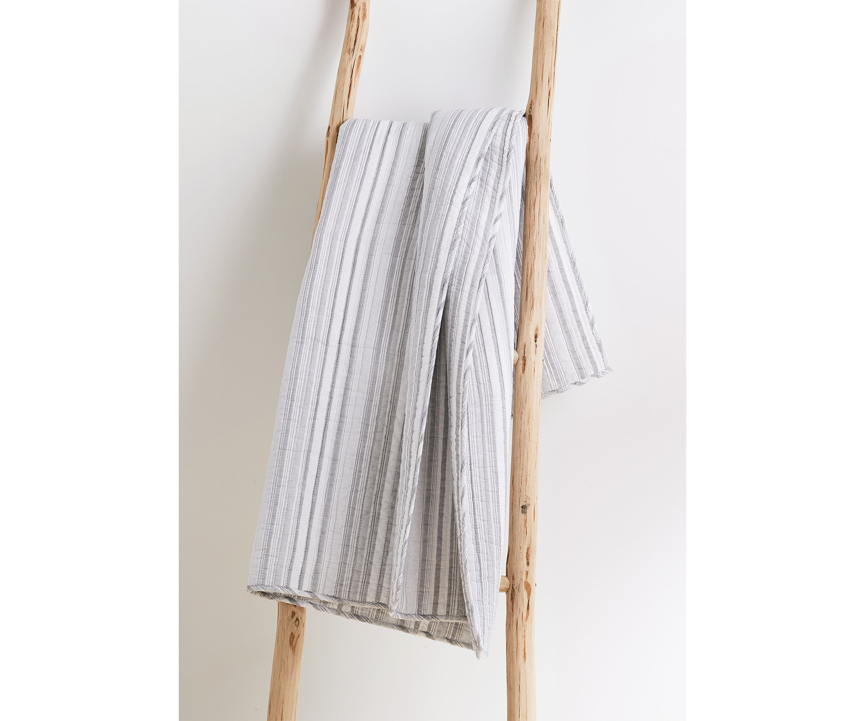 Bondi Stripe Gray Quilted Throw