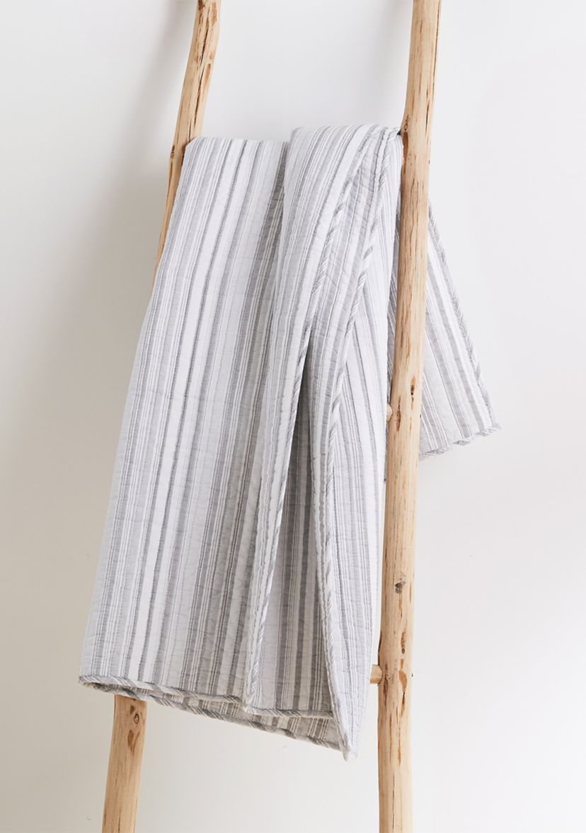 Bondi Stripe Gray Quilted Throw
