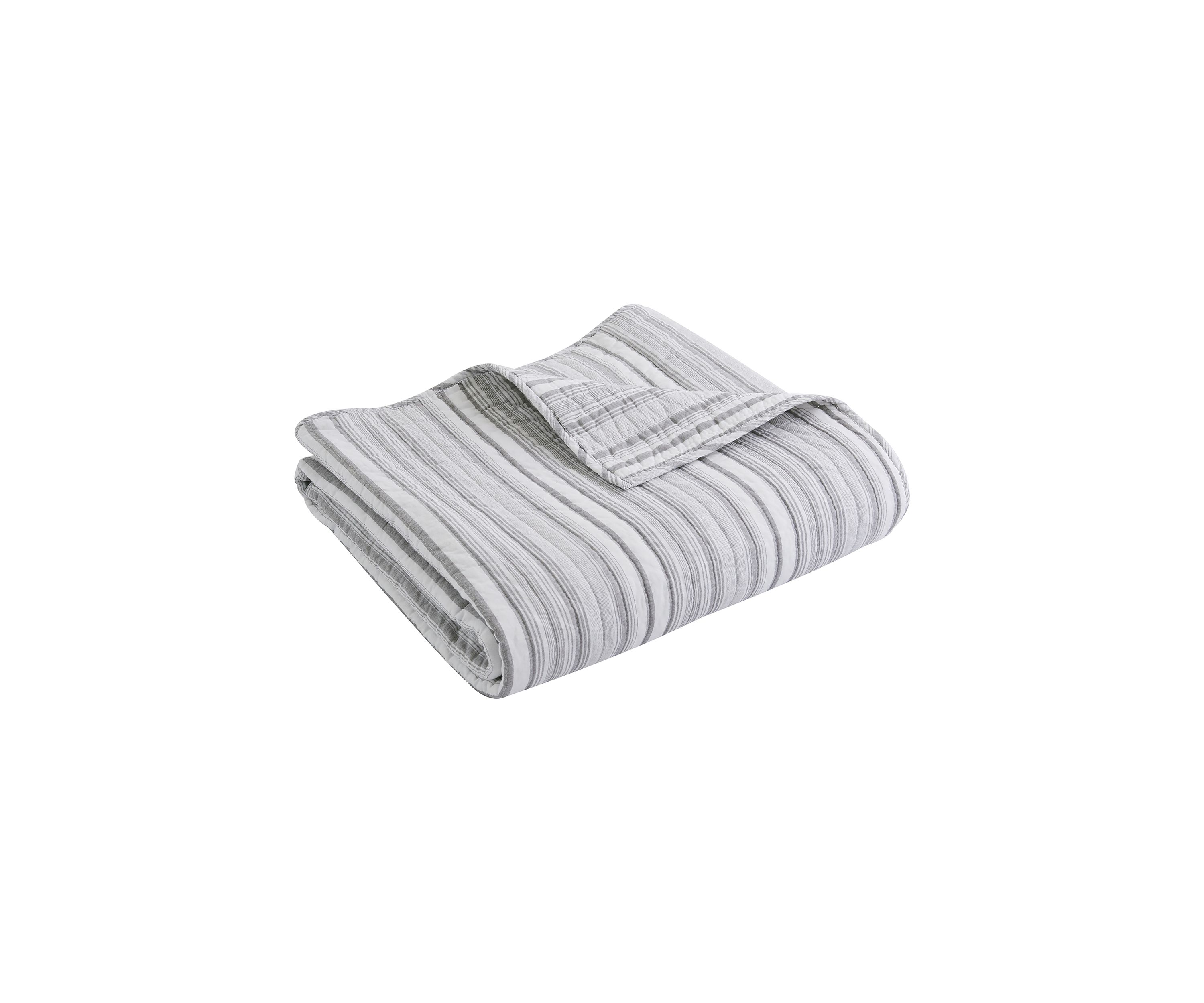 Bondi Stripe Gray Quilted Throw