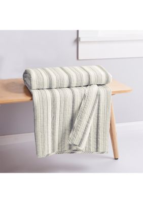 Rochelle Stripe Gray  Quilted Throw