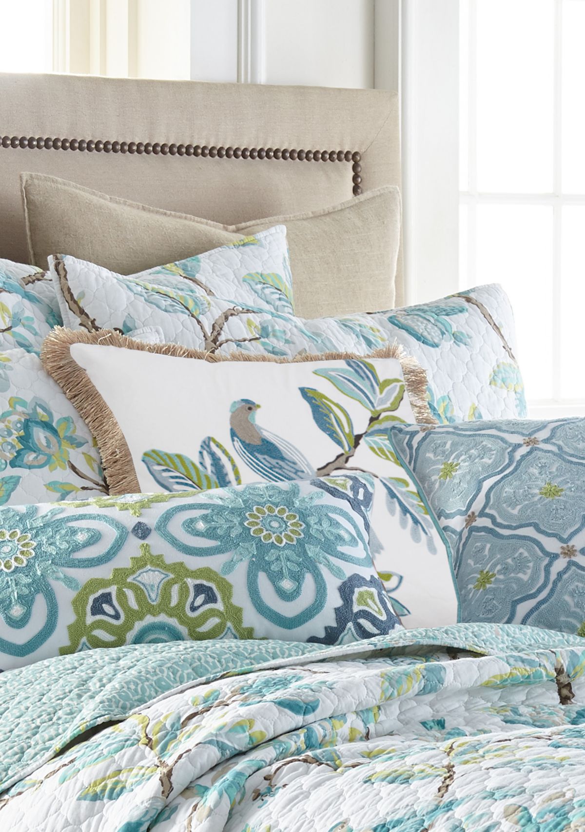 Cressida Crewel Bird Fringe Pillow