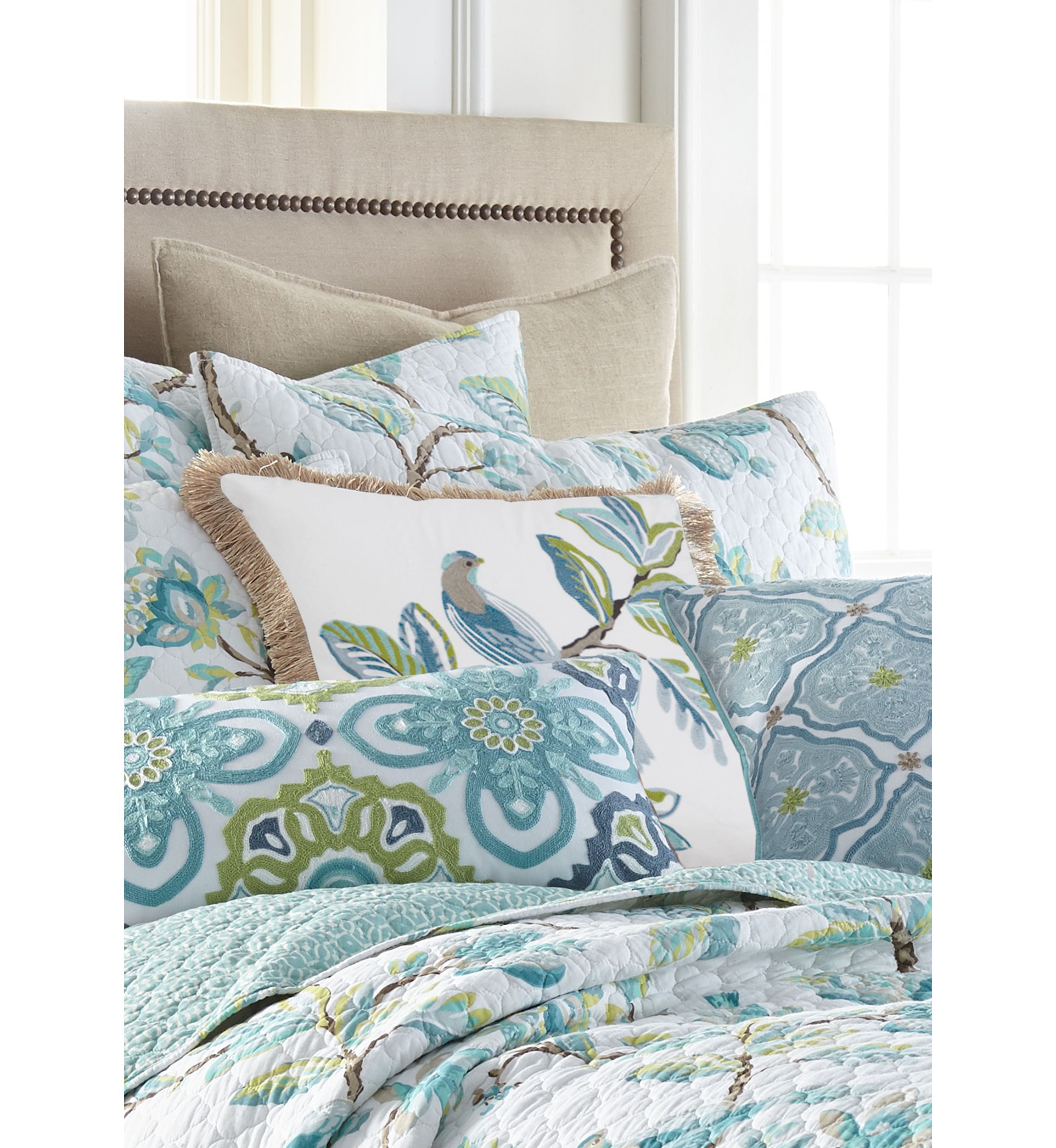 Cressida Crewel Bird Fringe Pillow