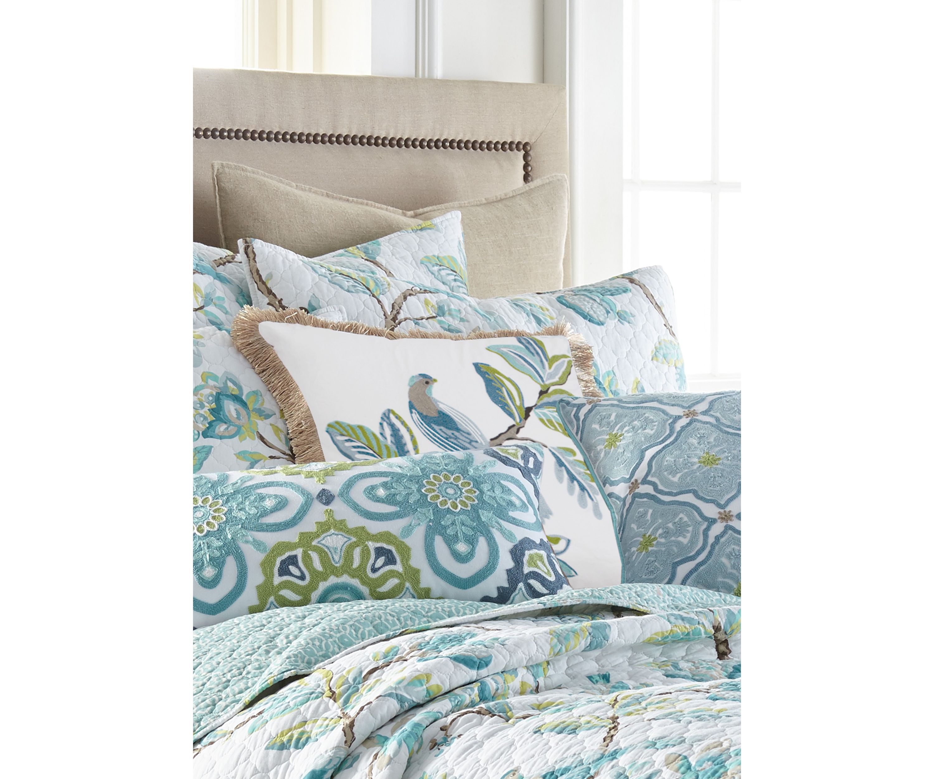 Cressida Crewel Bird Fringe Pillow