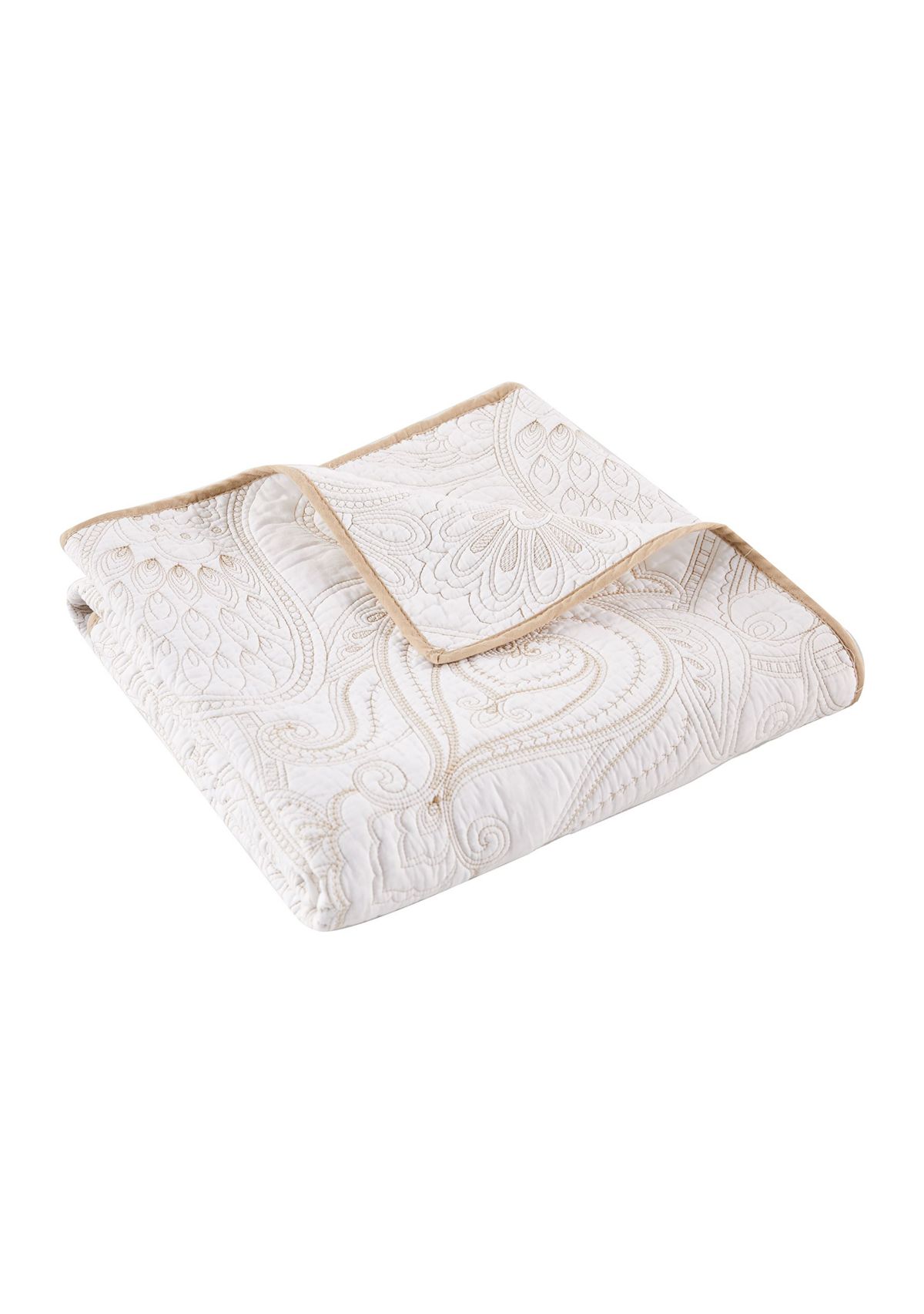 Perla White Quilted Throw