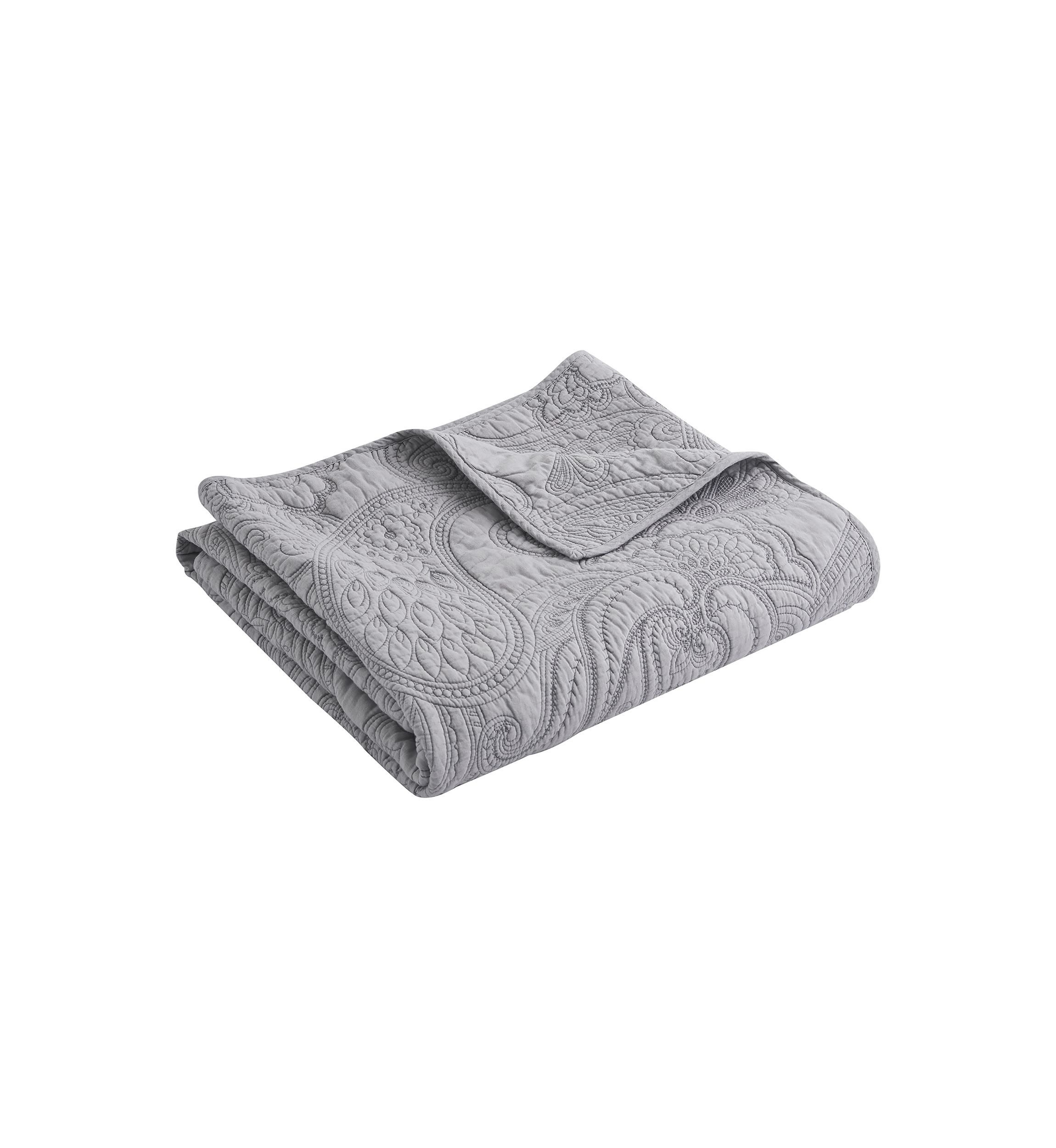 Perla Gray Quilted Throw