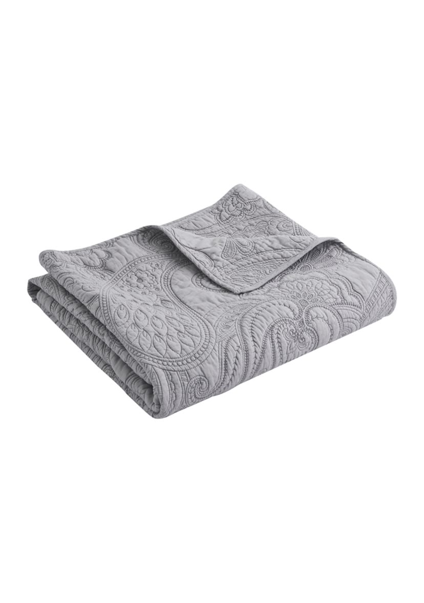 Perla Gray Quilted Throw