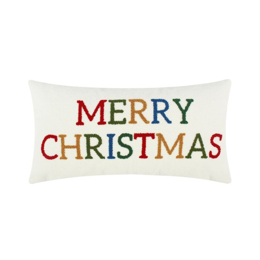 Festive Baubles Merry Christmas Pillow 12x24