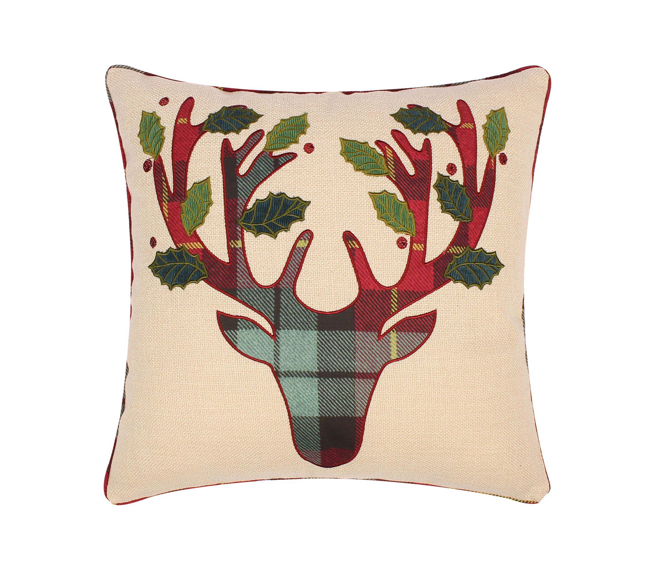 Yuletide Plaid Applique Pillow 18x18