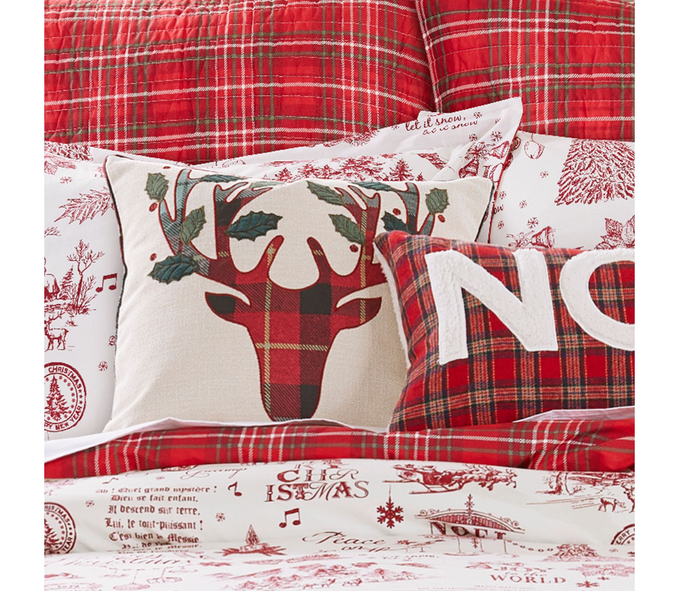 Yuletide Plaid Applique Pillow 18x18