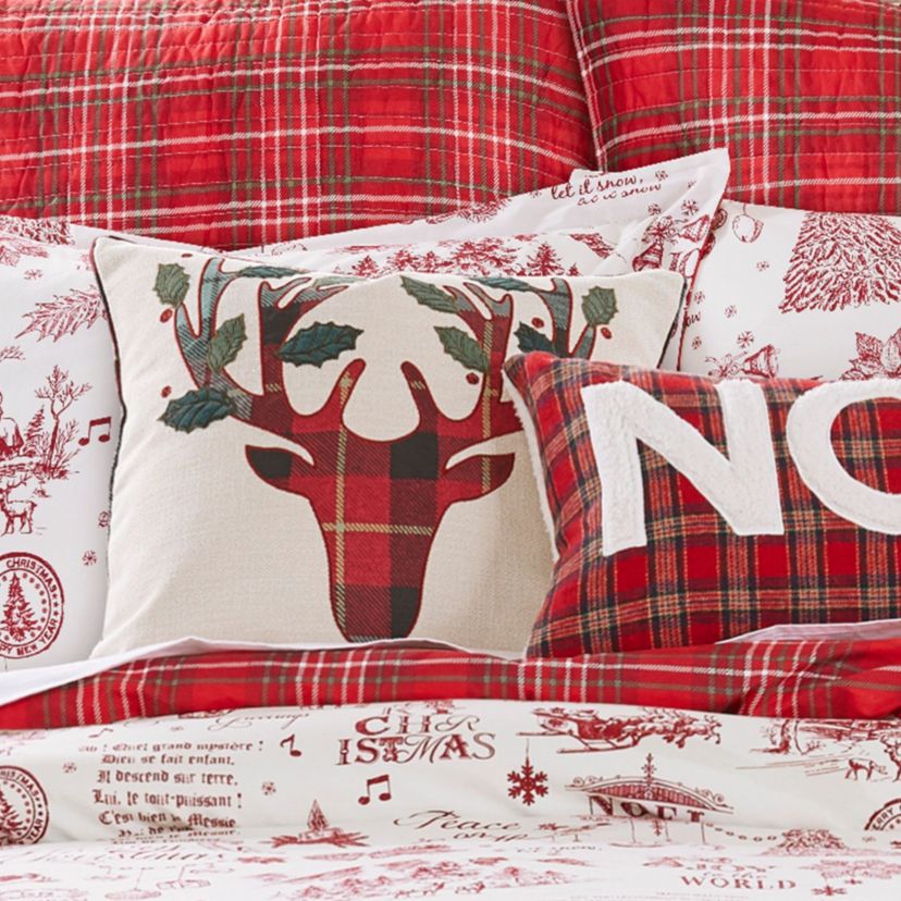 Yuletide Plaid Applique Pillow 18x18