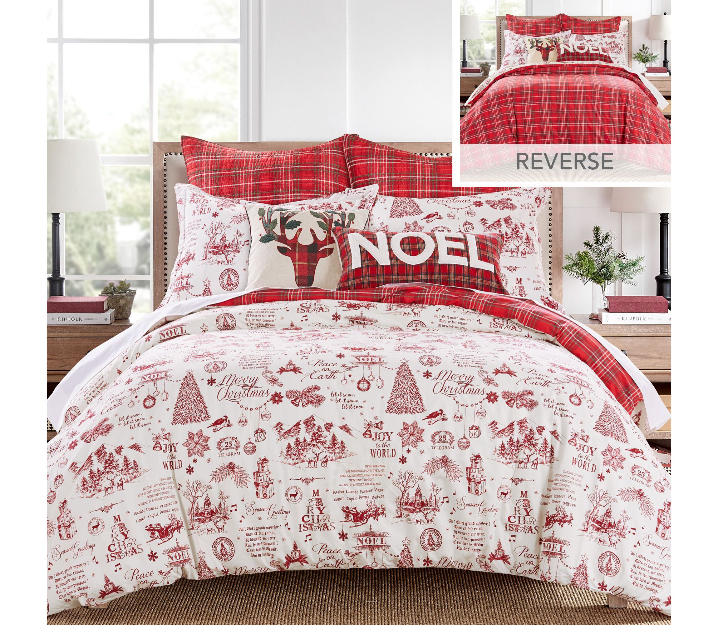 Yuletide Plaid Applique Pillow 18x18