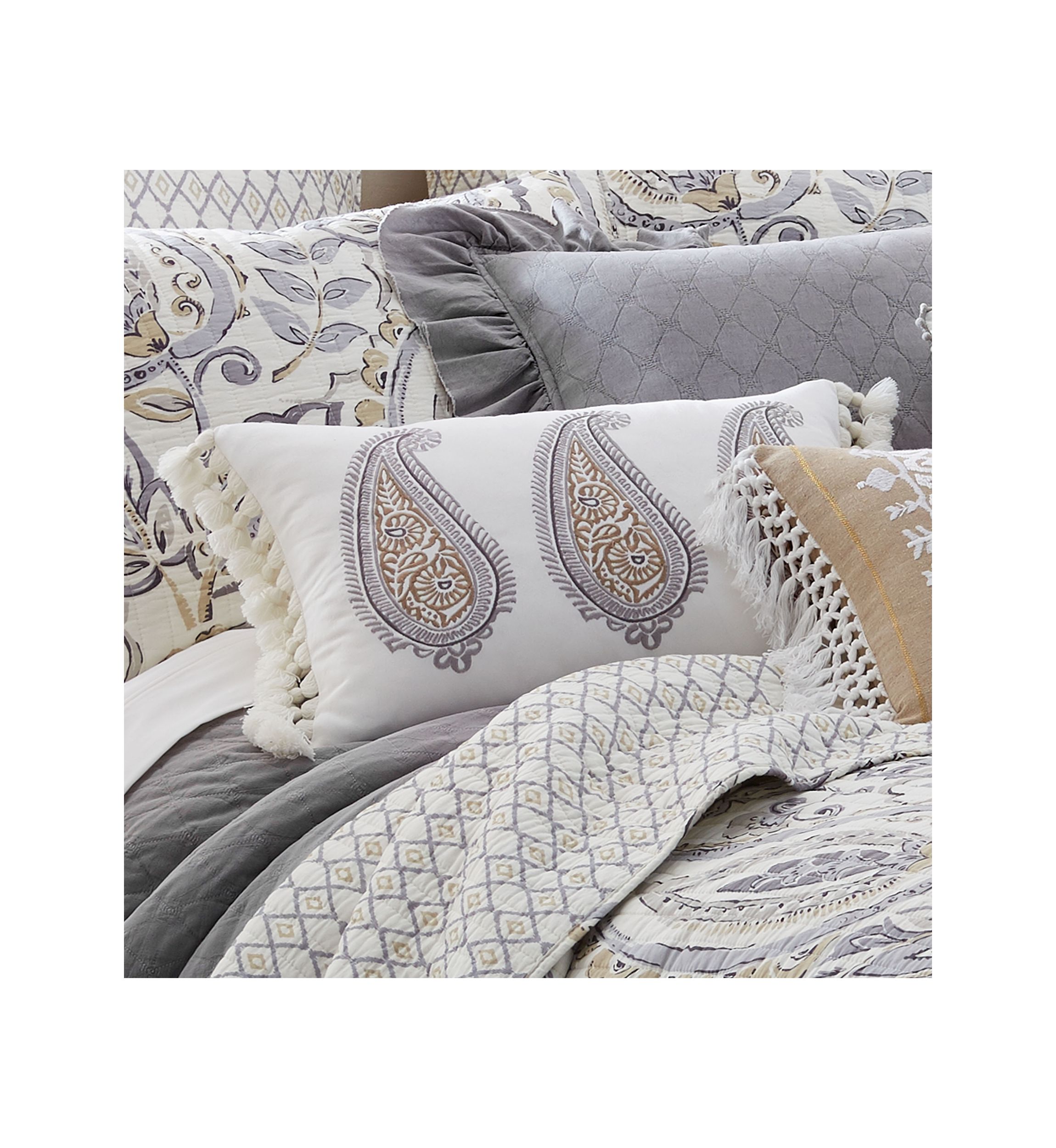 Tamsin Gray Flower Pillow