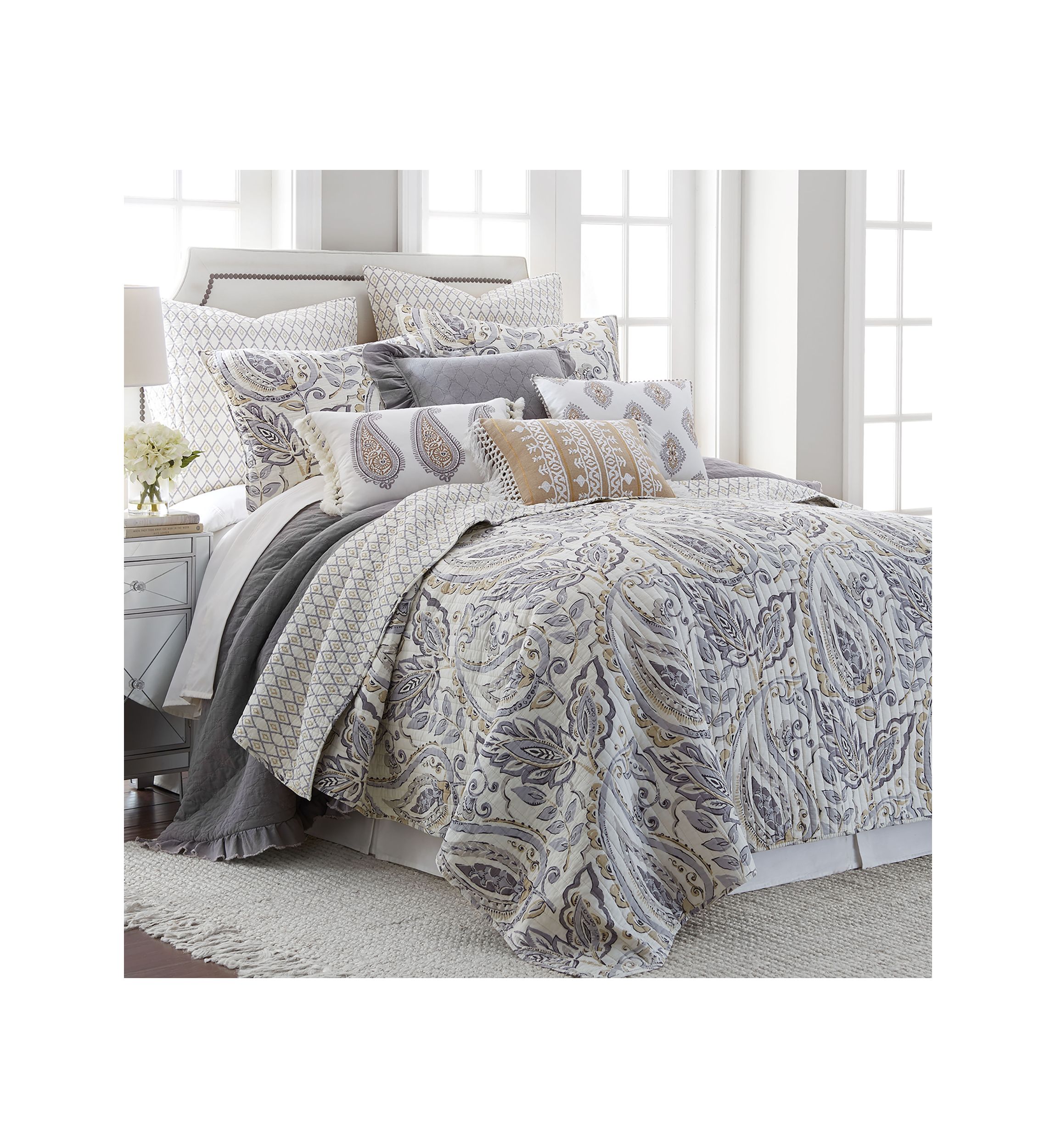 Tamsin Gray Flower Pillow