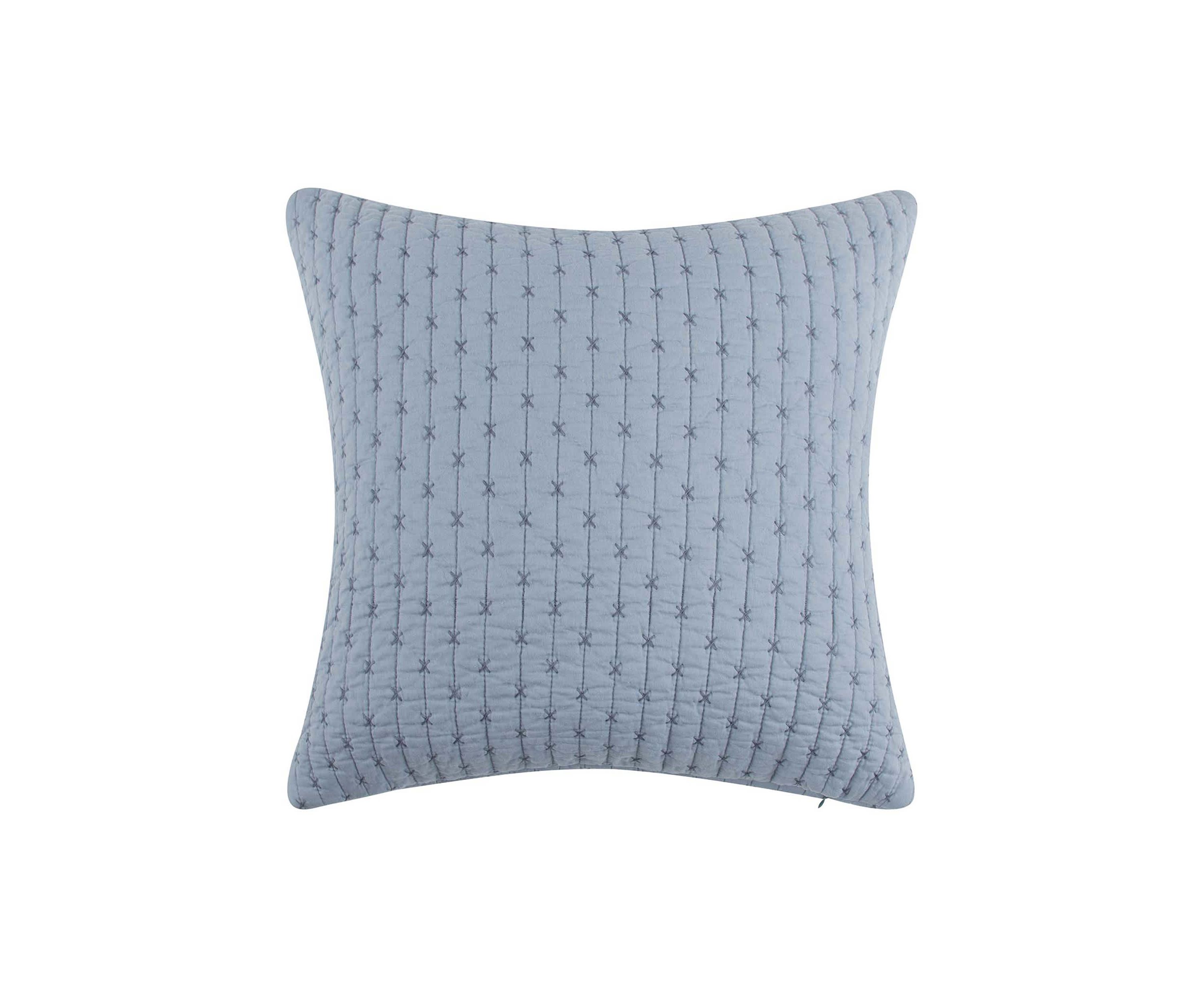 Cross Stitch Chambray Square Pillow 18x18
