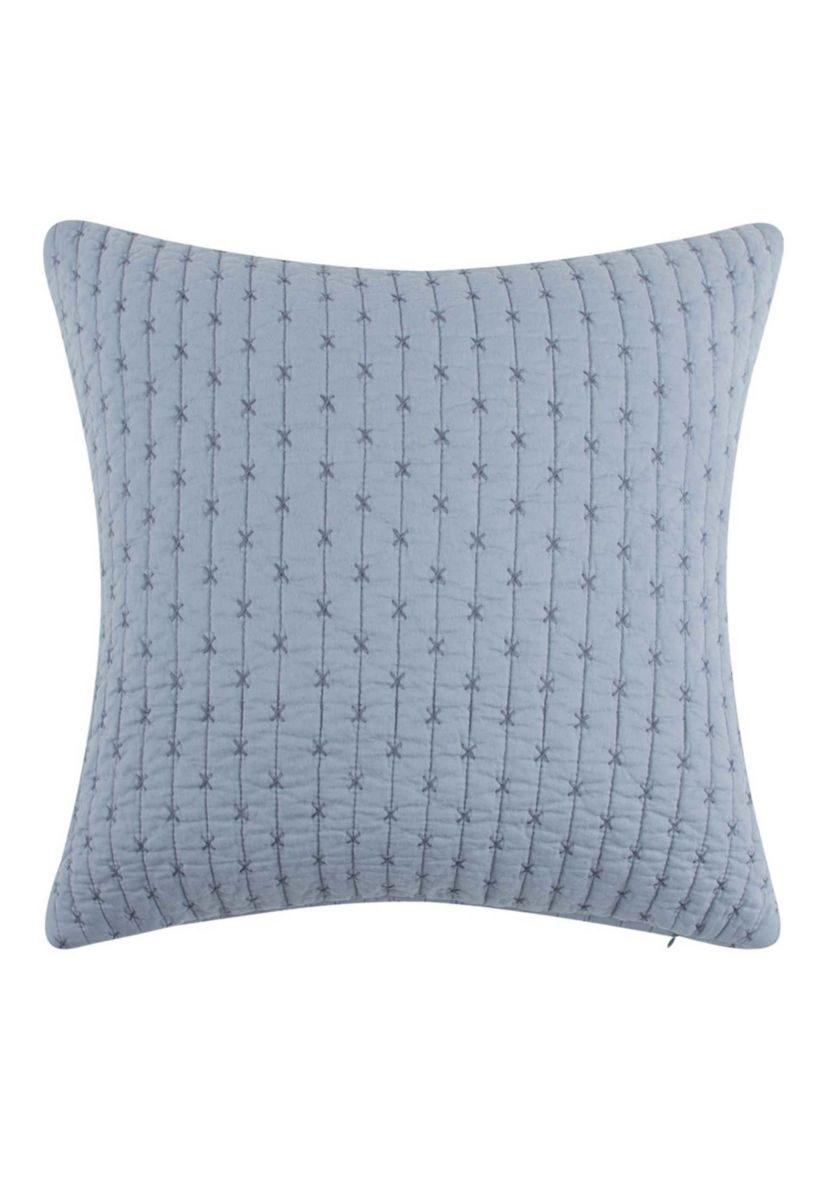 Cross Stitch Chambray Square Pillow 18x18