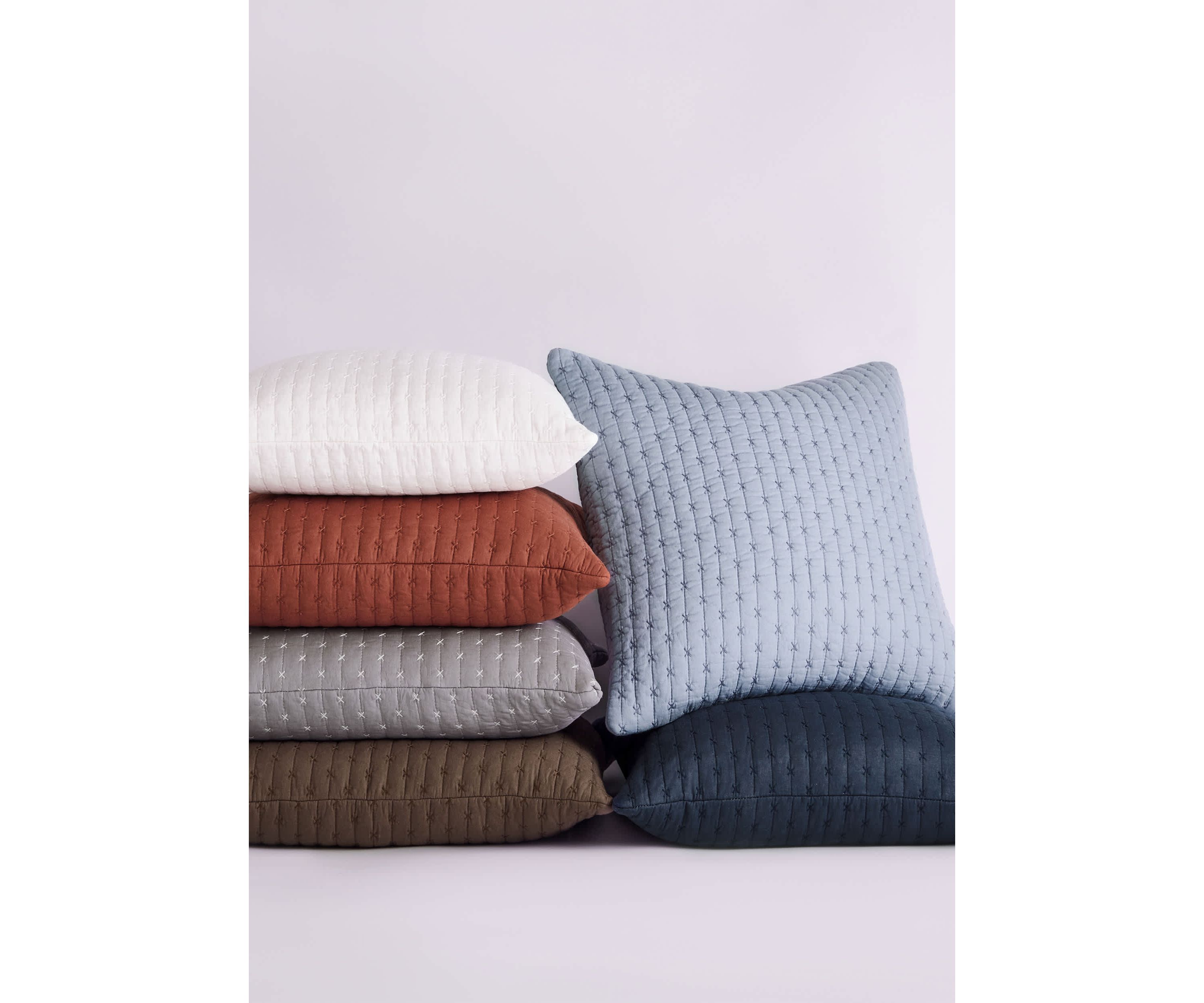 Cross Stitch Chambray Square Pillow 18x18