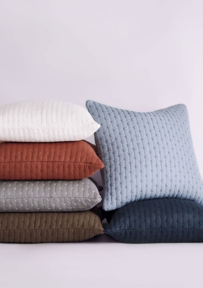 Cross Stitch Chambray Square Pillow 18x18