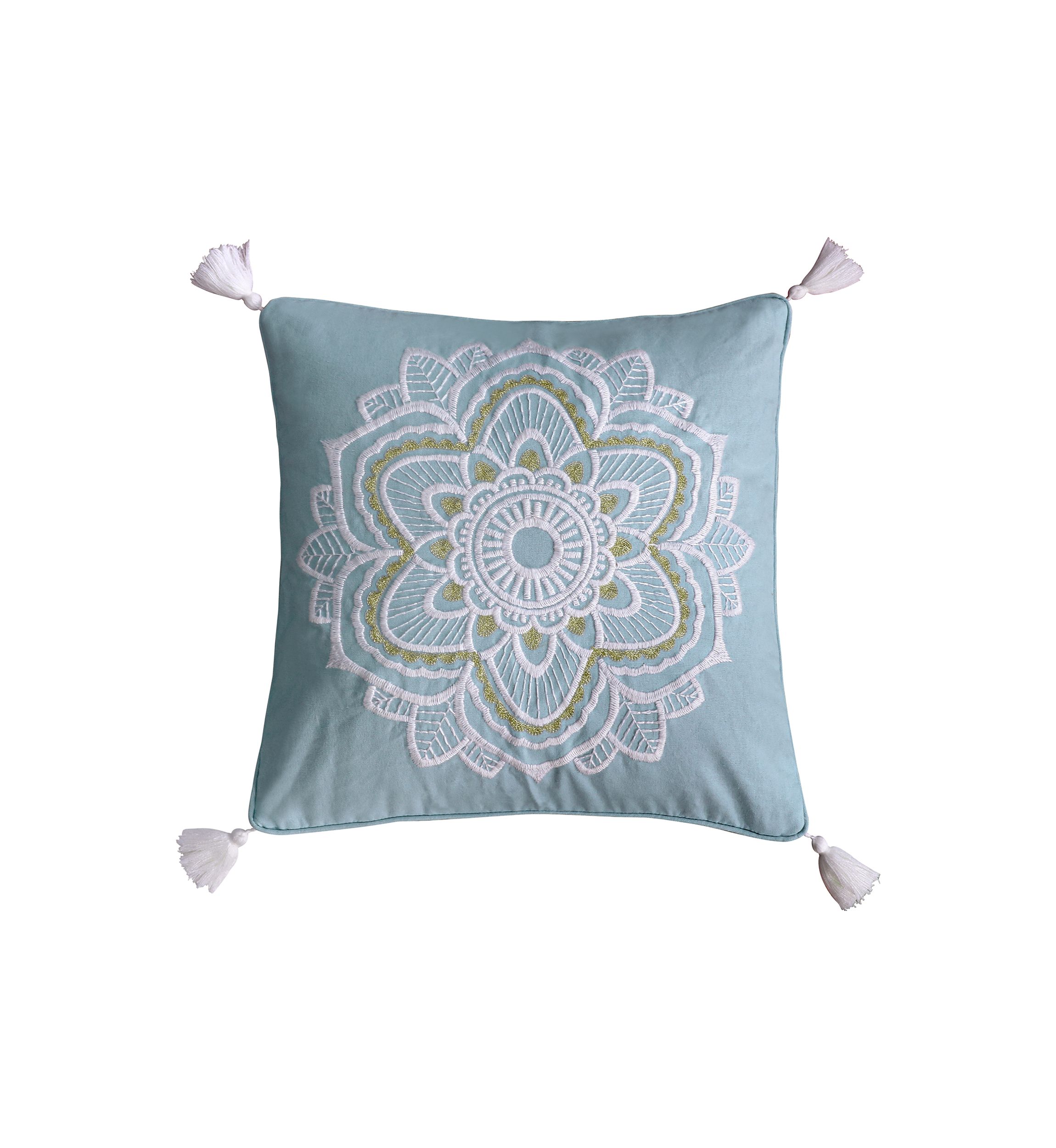  Angelina Linen Medallion Tassel Pillow
