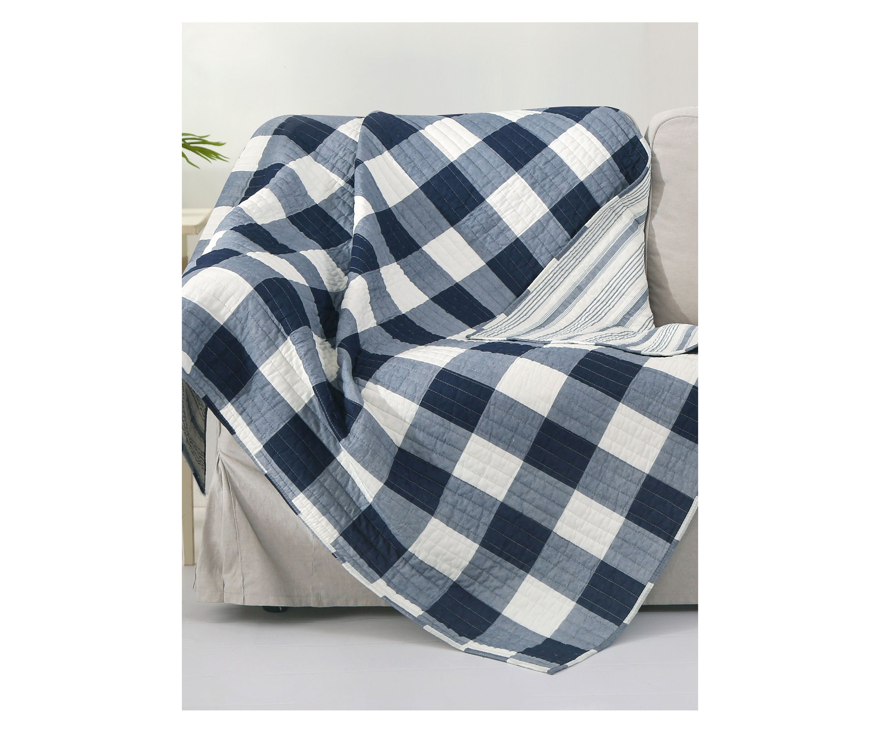 Camden Navy Quilted Throw