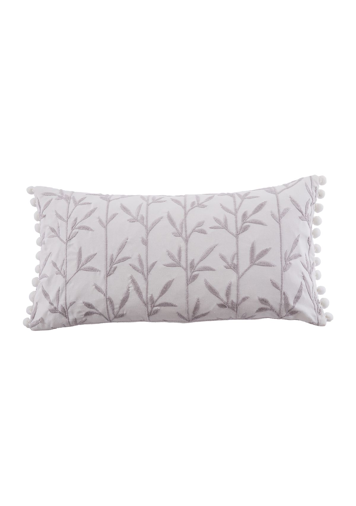 Pippa Embroidered Leaves Pom Pillow