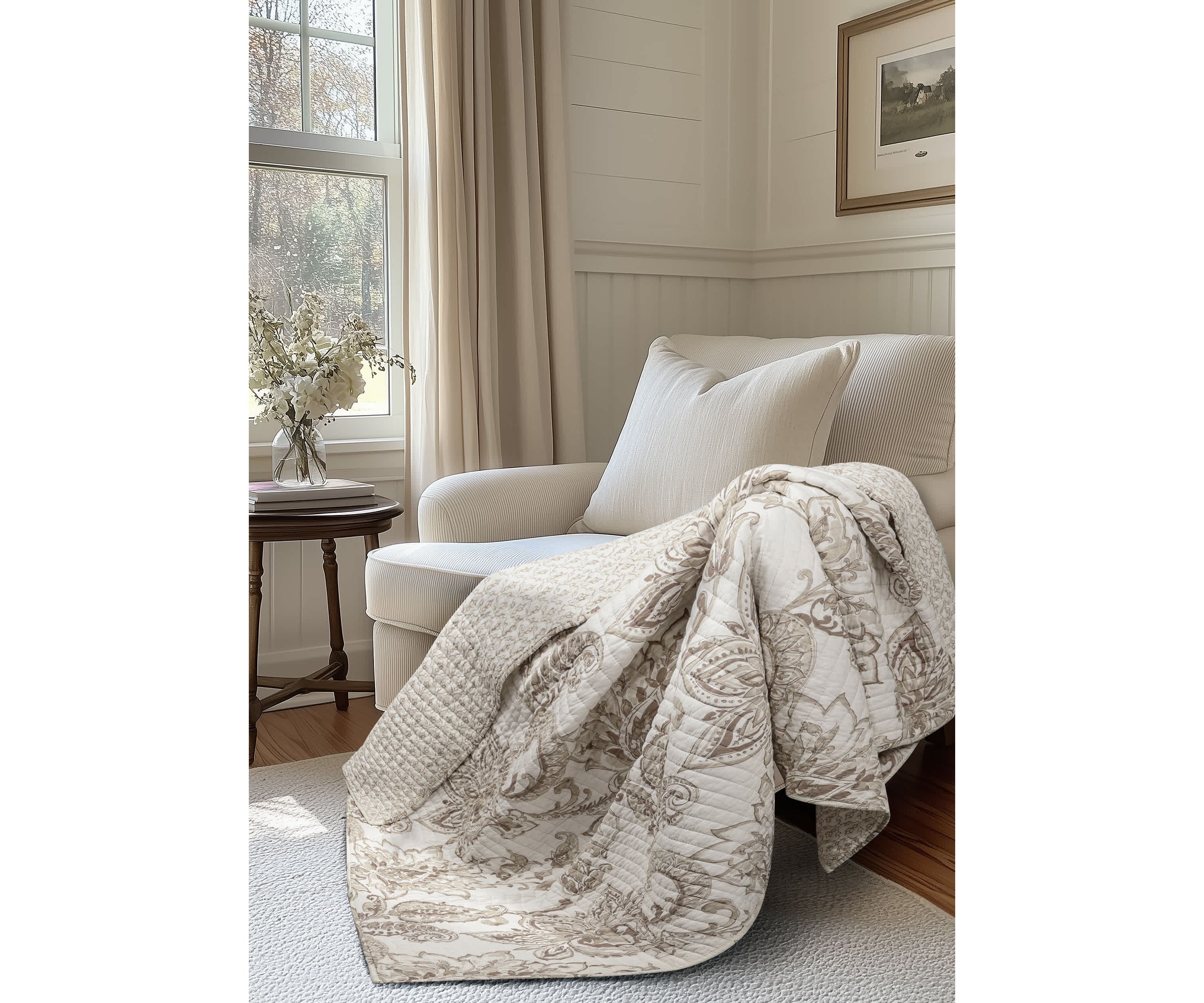 Bennett Taupe Quilted Throw