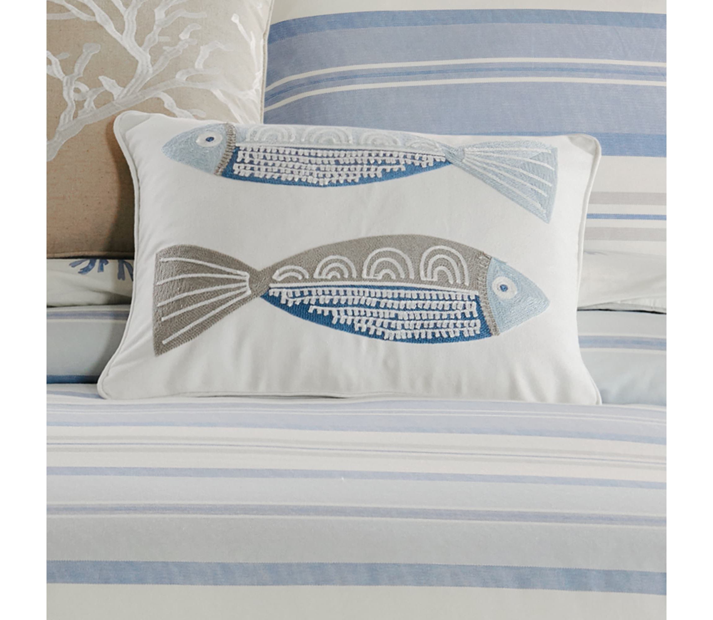 Ipanema Embroidered Fish Pillow