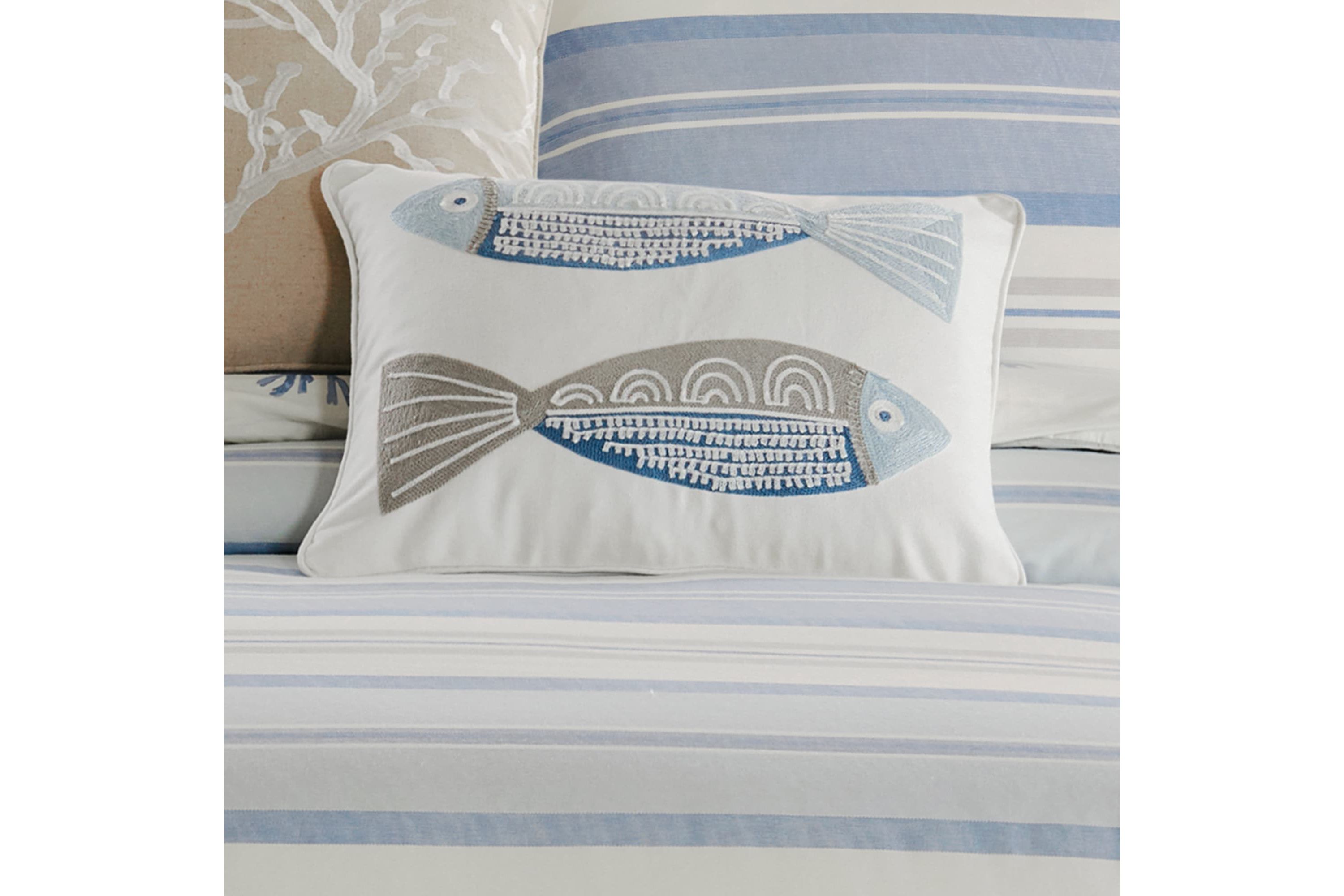 Ipanema Embroidered Fish Pillow