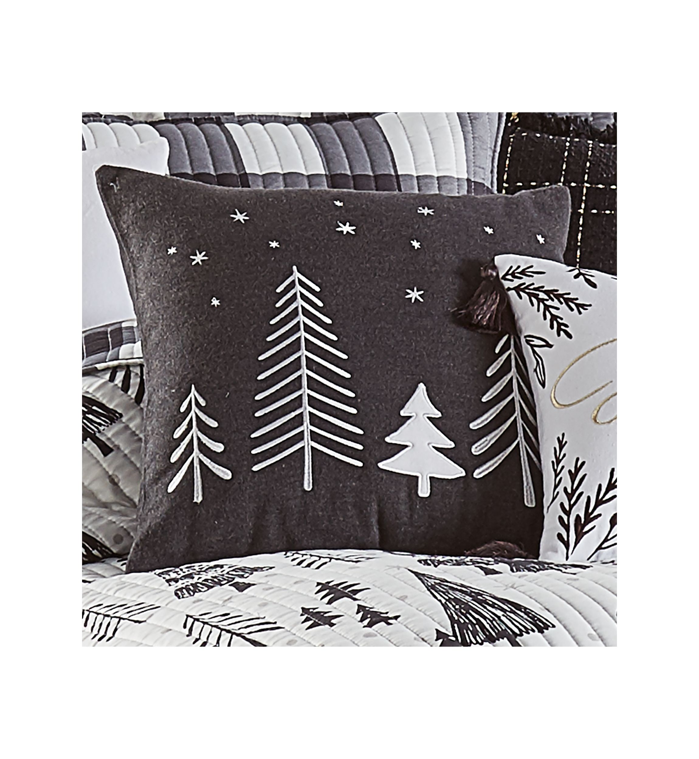 Northern Star Charcoal Wool Tree Pillow