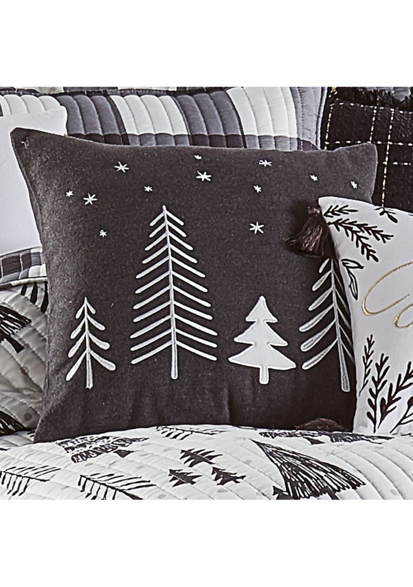 Northern Star Charcoal Wool Tree Pillow
