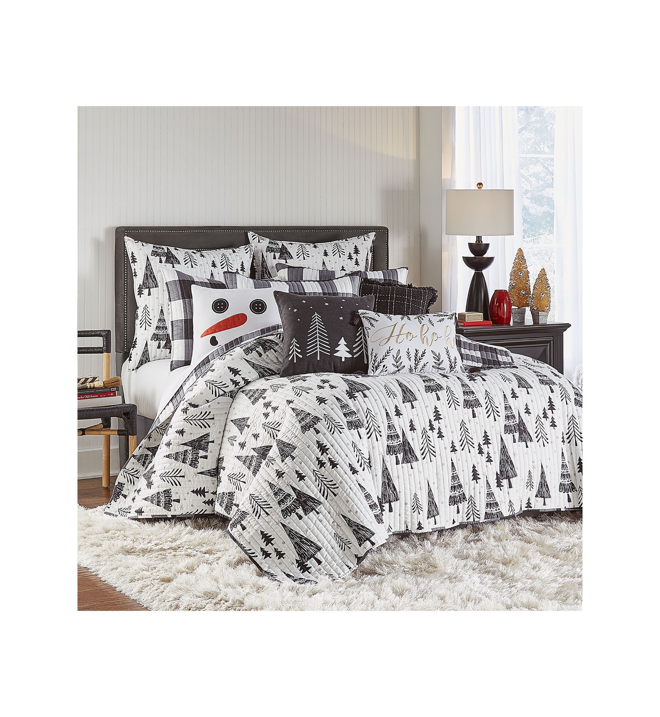 Northern Star Charcoal Wool Tree Pillow