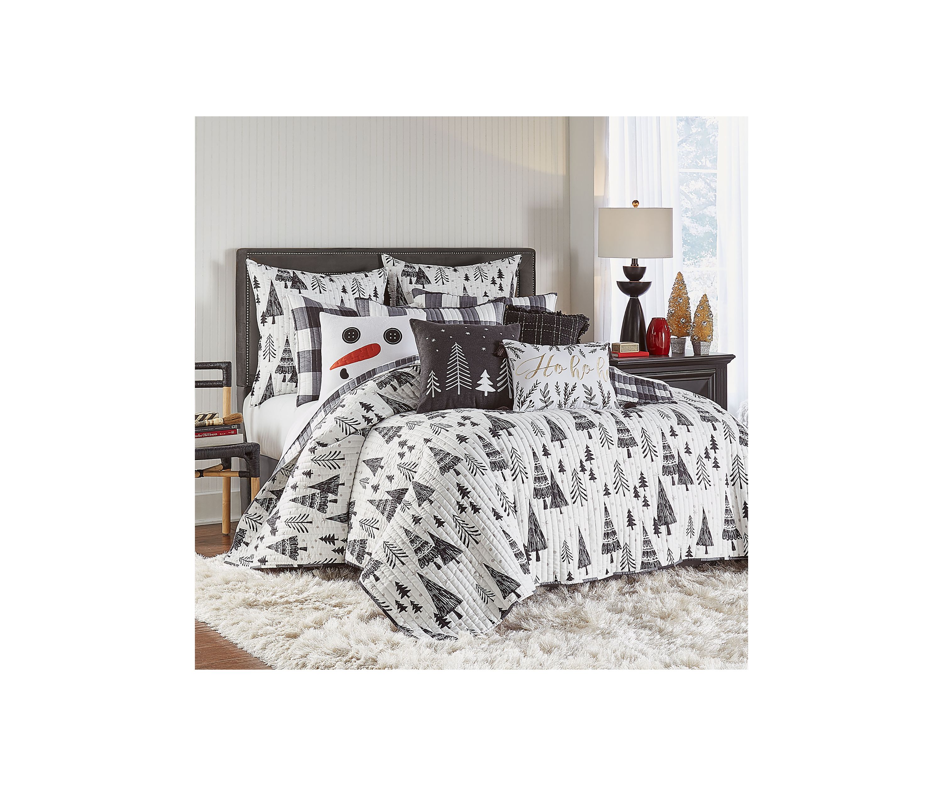 Northern Star Charcoal Wool Tree Pillow