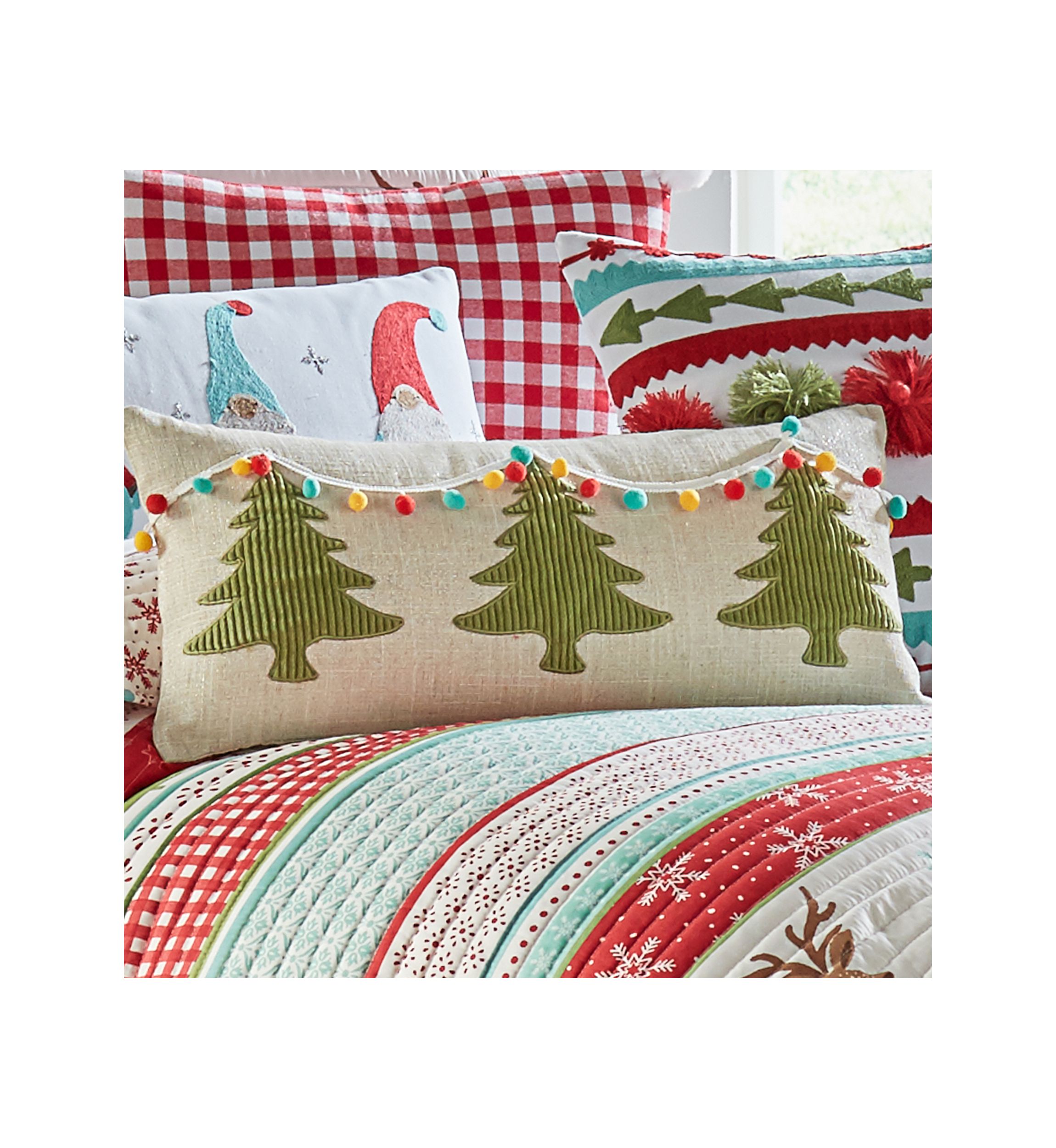 Let it Snow Sparkle Xmas Pom Pillow