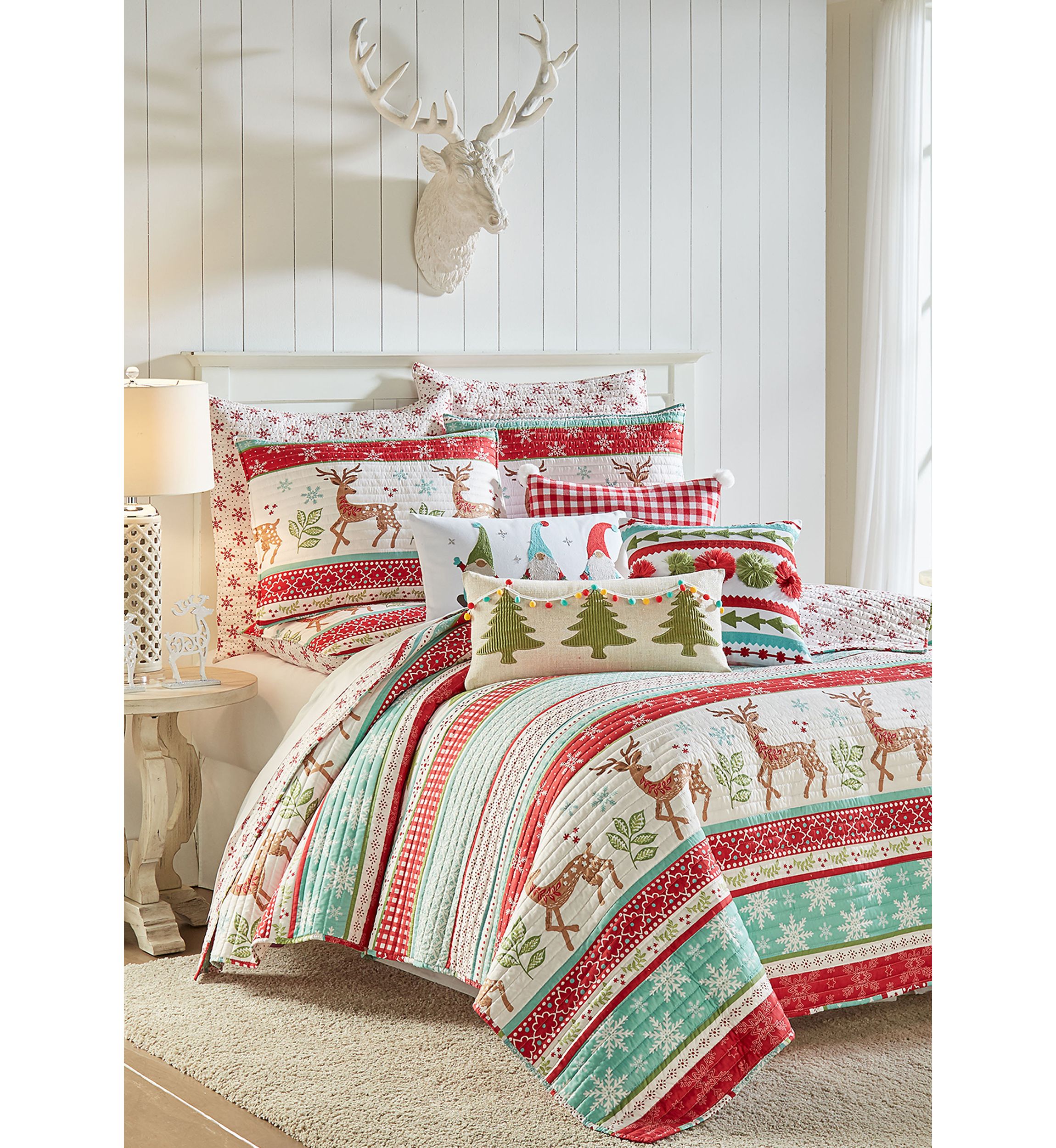 Let it Snow Sparkle Xmas Pom Pillow