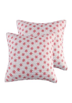Levtex Home Let It Snow Euro Sham Set of 2, Red