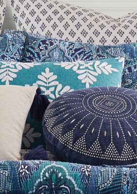 Bellamy Teal Crewel Medallion Pillow