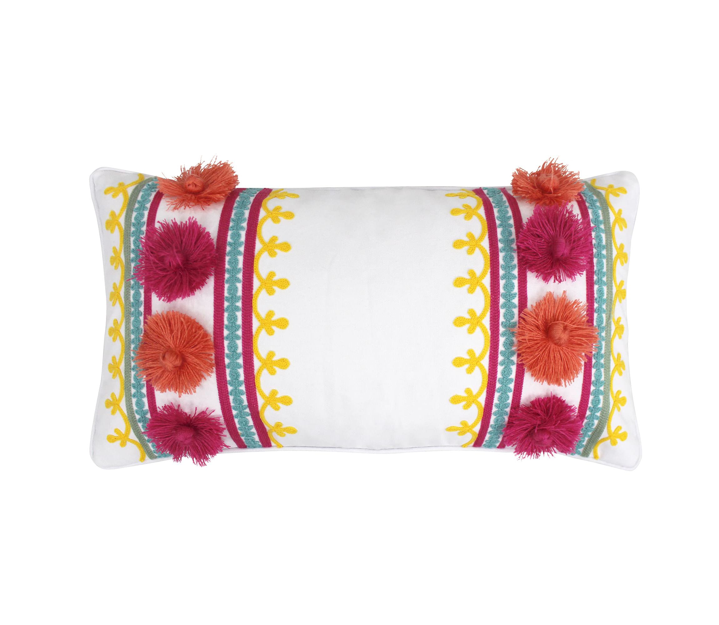 Grandiflora Embroidered Tassel Pillow