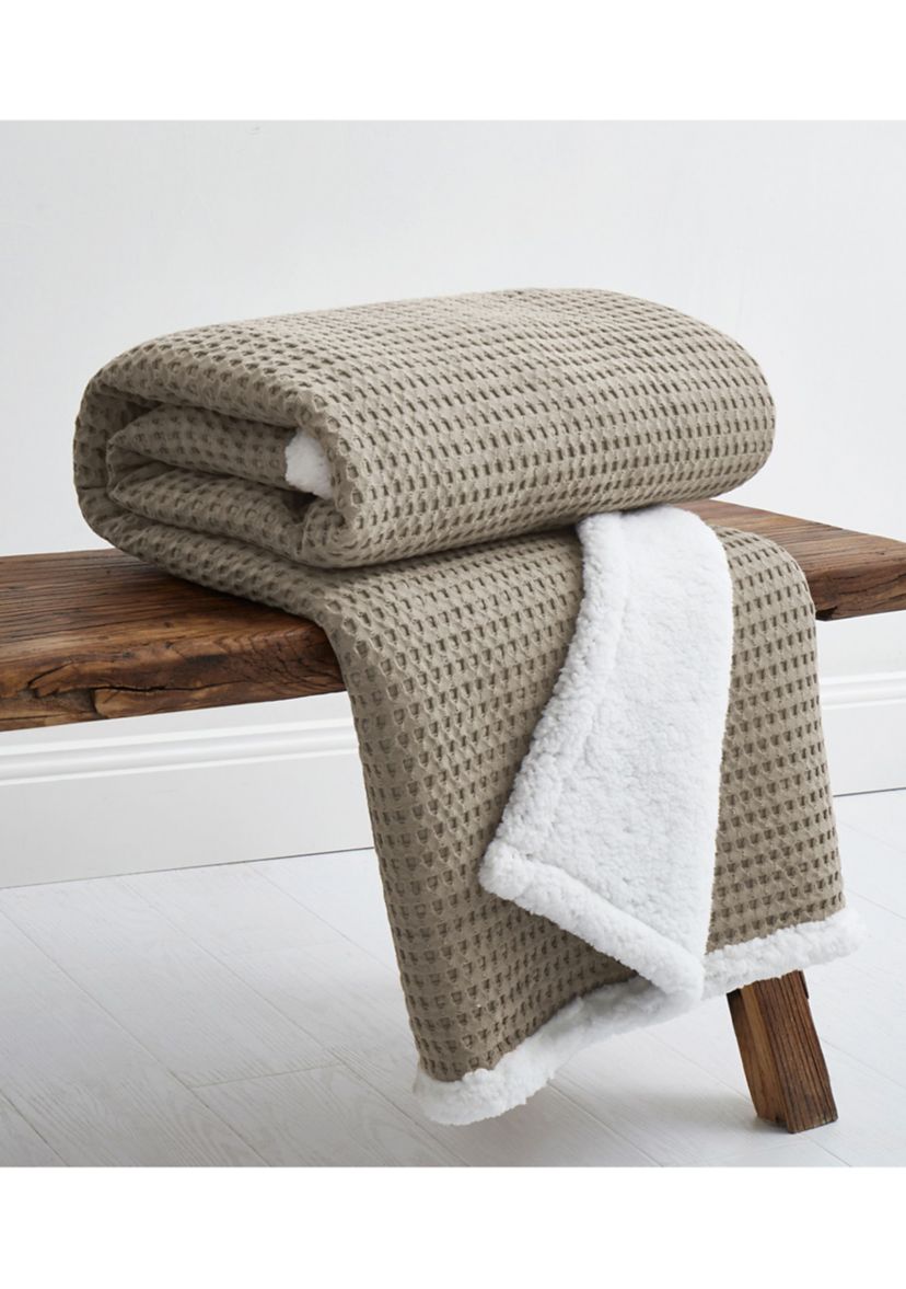Mills Waffle Red Sherpa Throw