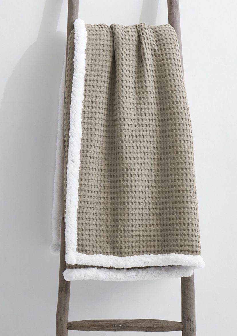 Mills Waffle Red Sherpa Throw