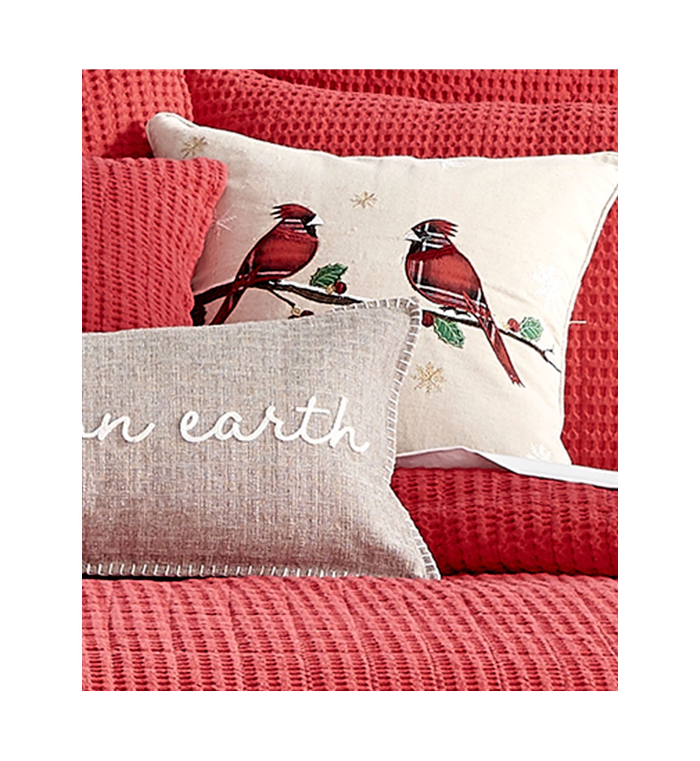 Mills Waffle Red Merry Birds Pillow - 18" x 18"