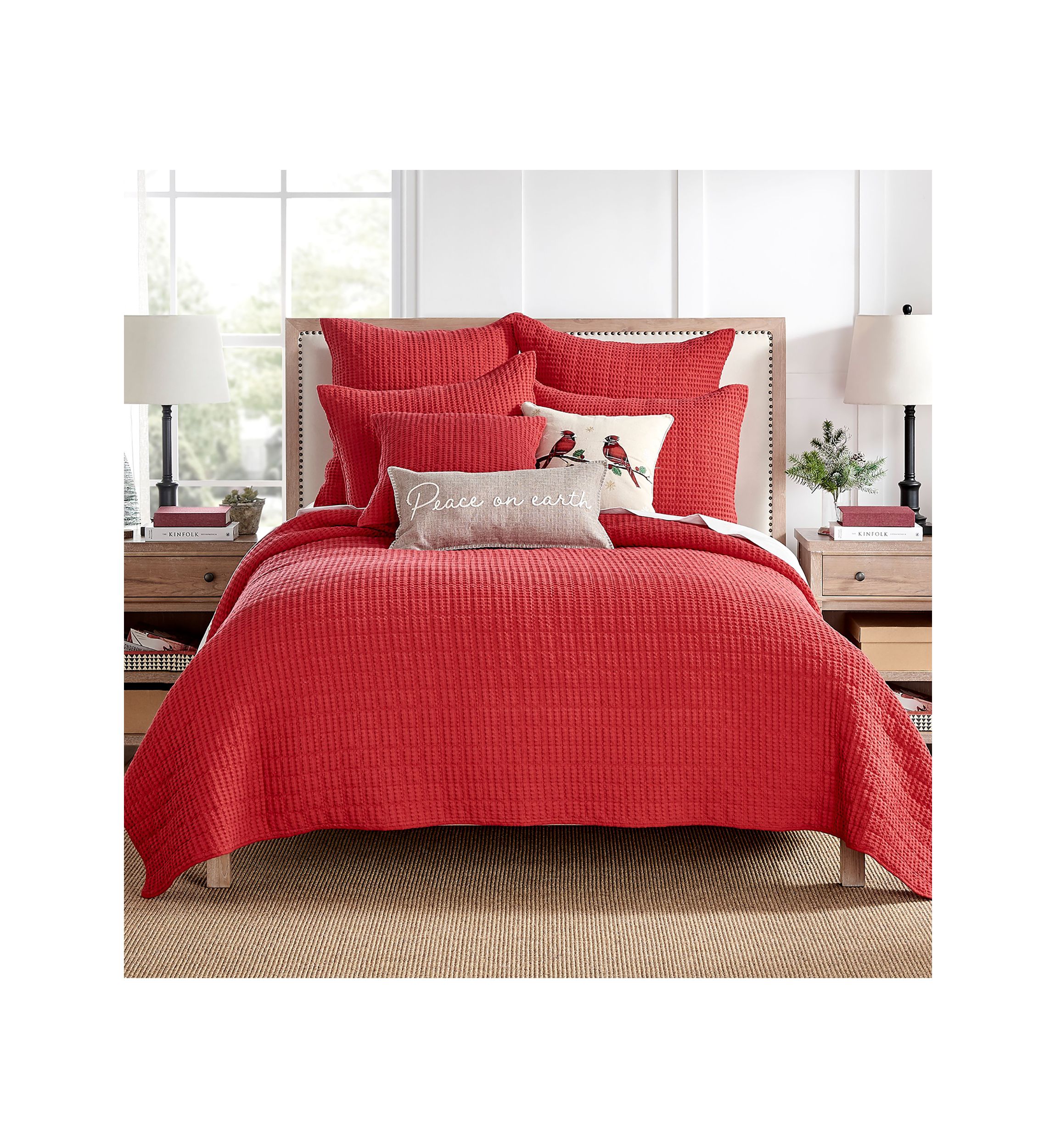 Mills Waffle Red Merry Birds Pillow - 18" x 18"