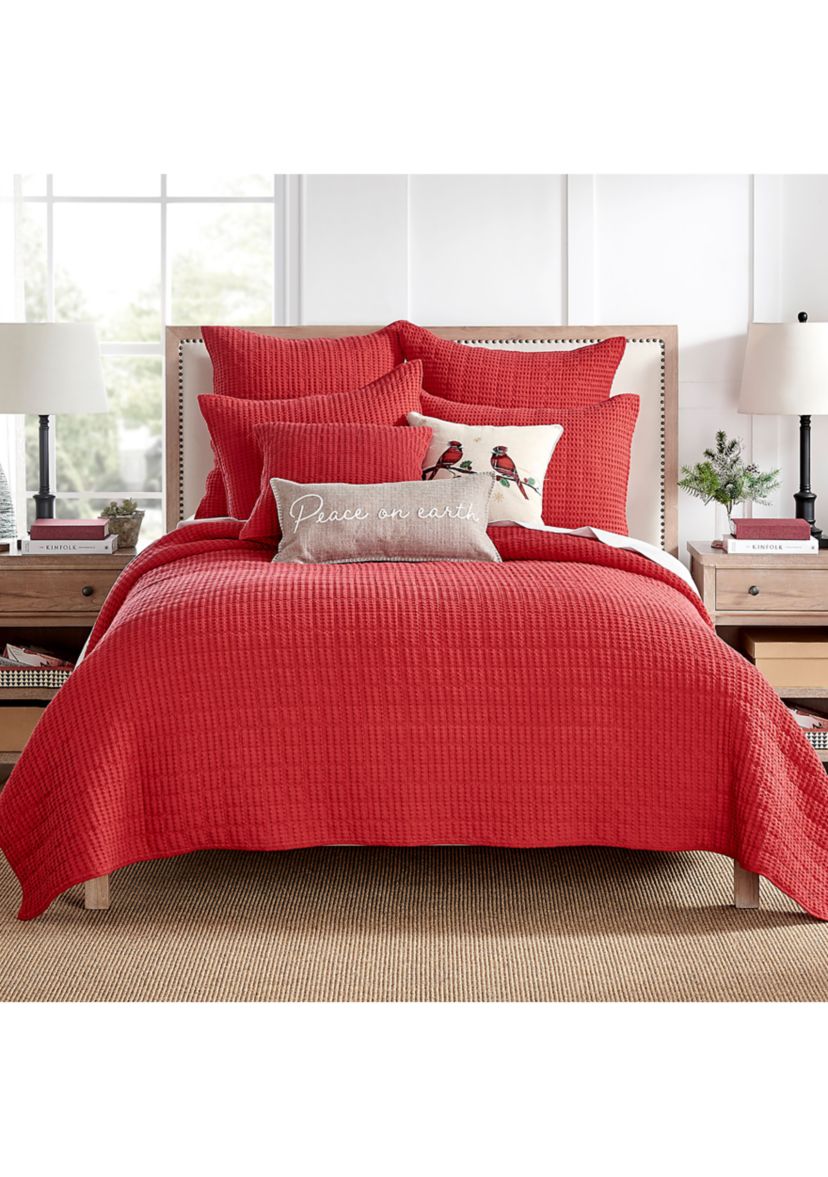 Mills Waffle Red Merry Birds Pillow - 18" x 18"