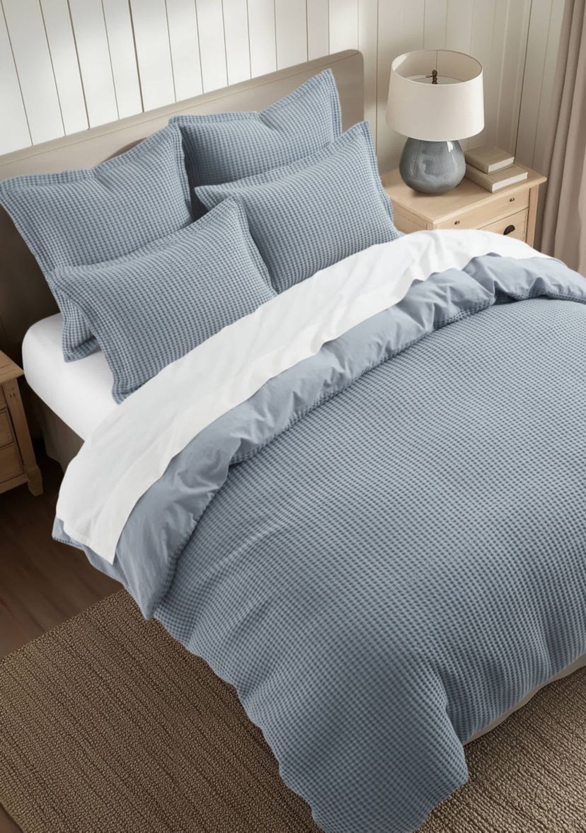 Mills Waffle Slate Blue Euro Sham 2pk